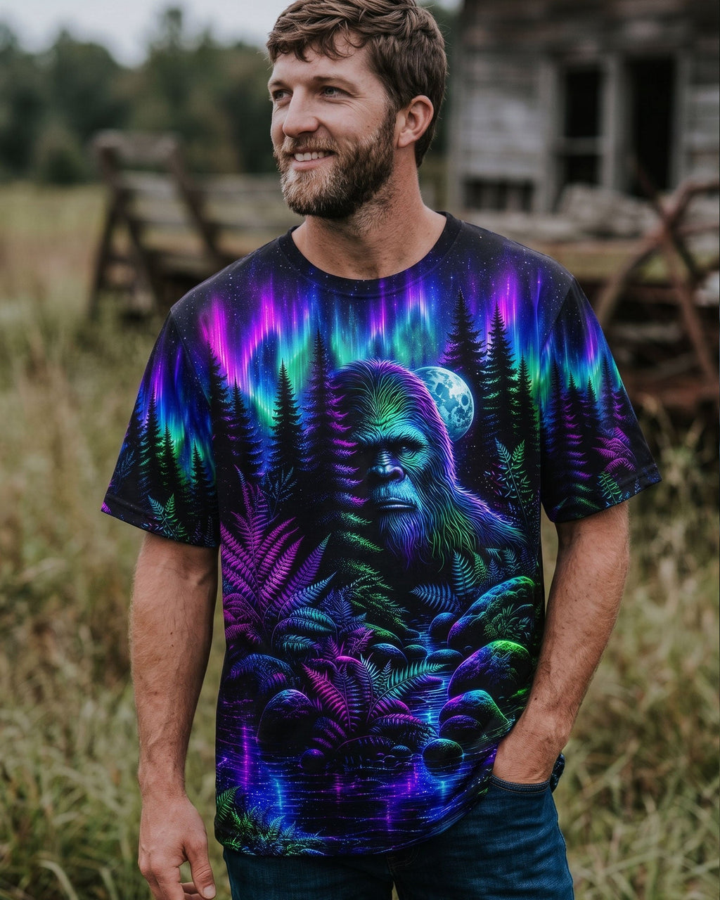 BIGFOOT UNDER THE AURORA SKY ALL OVER PRINT  - TLTW0607265