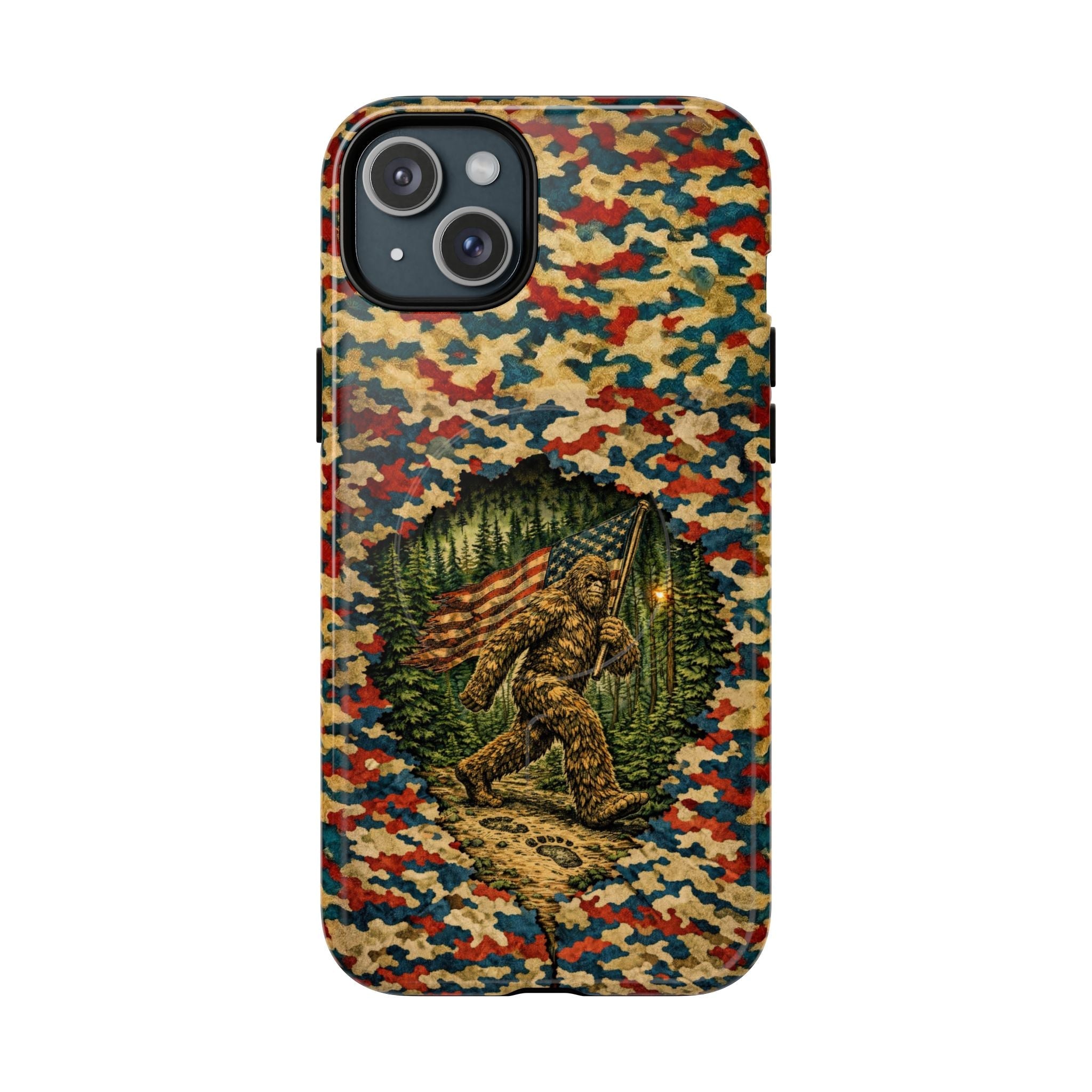 BIGFOOT WITH FLAG CAMOUFLAGE MAGNETIC PHONE CASE  - TLNT1305261