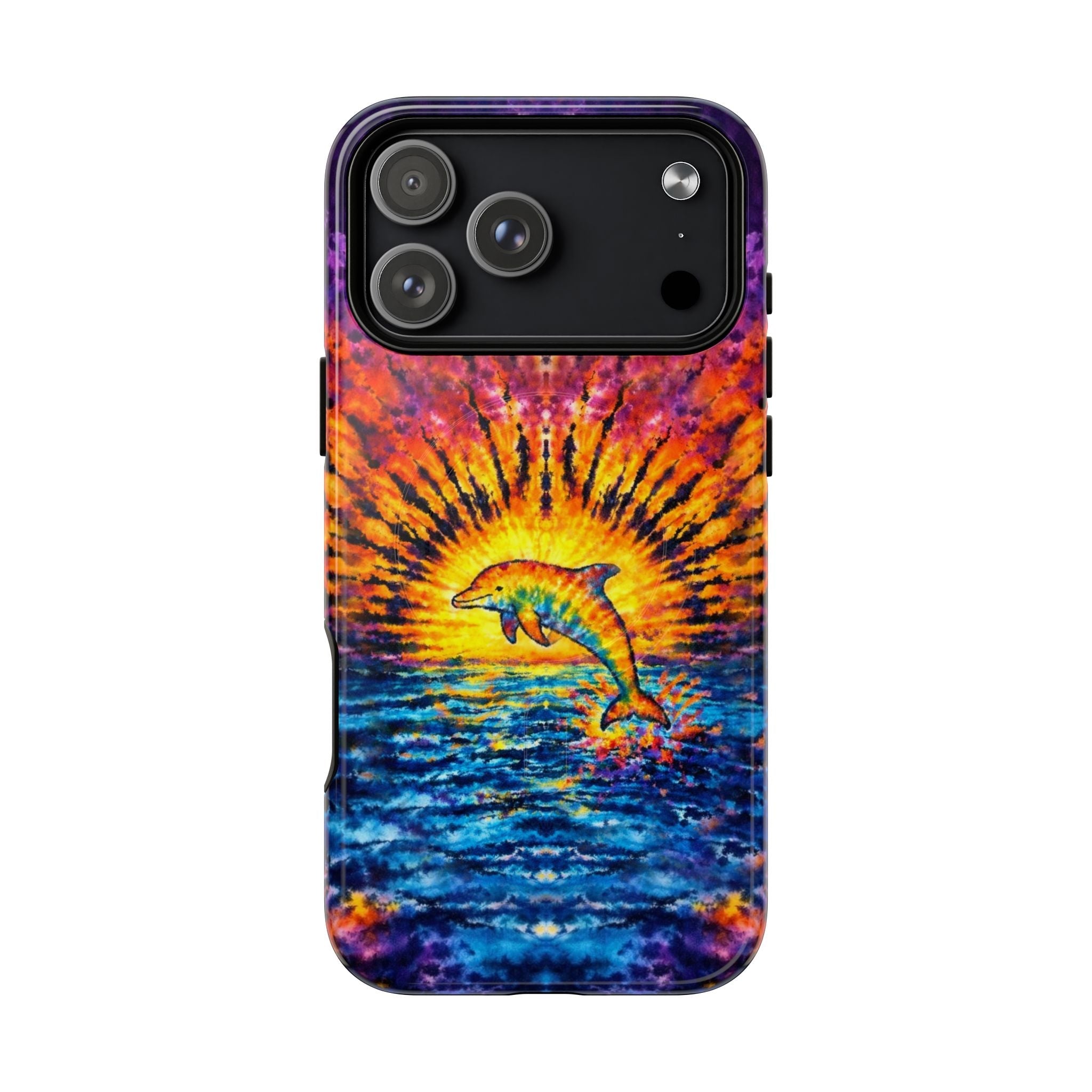 DOLPHIN SUNSET WATERCOLOR PATTERN MAGNETIC PHONE CASE  - TLHN2104264