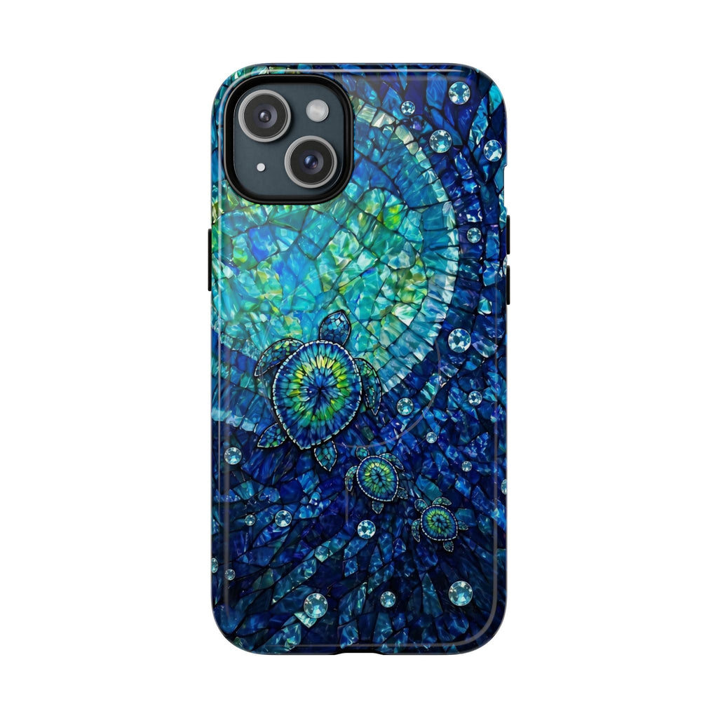SEA TURTLE BLUE OCEAN STAINED GLASS PATTERN MAGNETIC PHONE CASE  - TLNO2904265