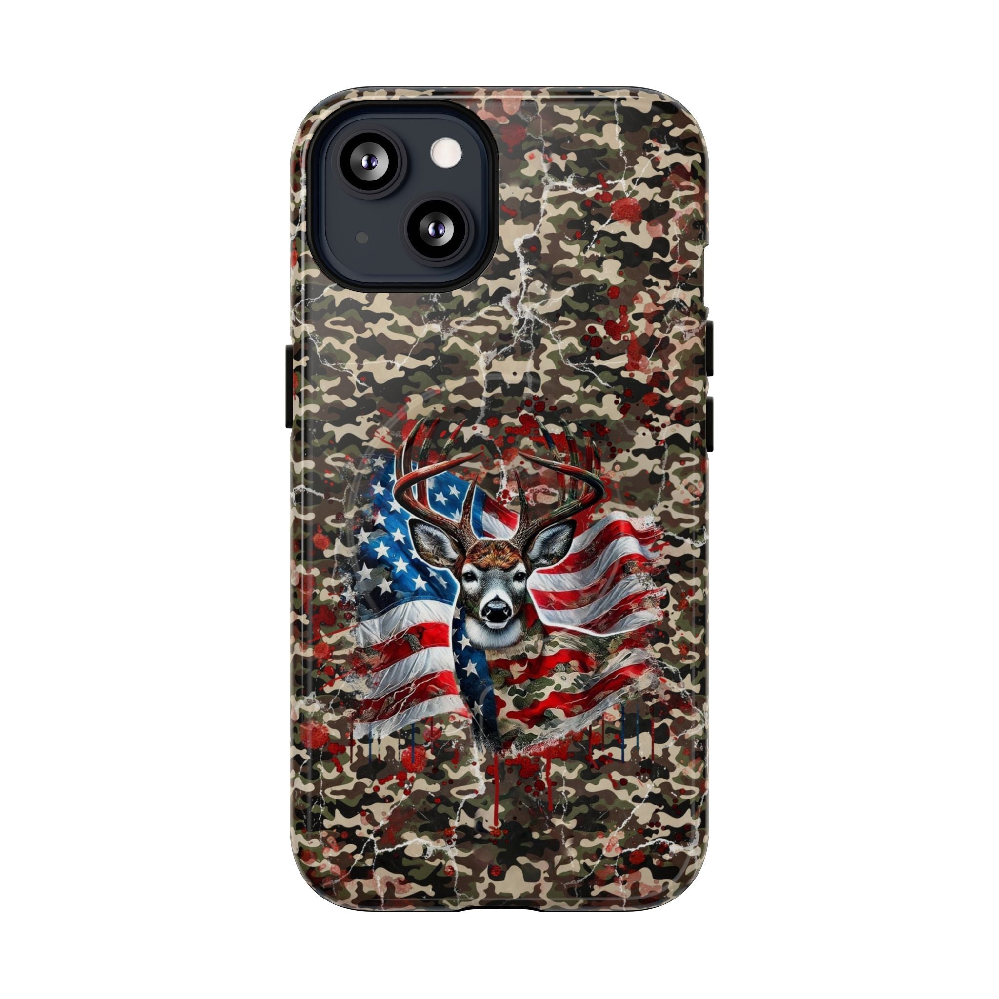 STARS AND STRIPES DEER HUNTING MAGNETIC PHONE CASE - TLHG1905264