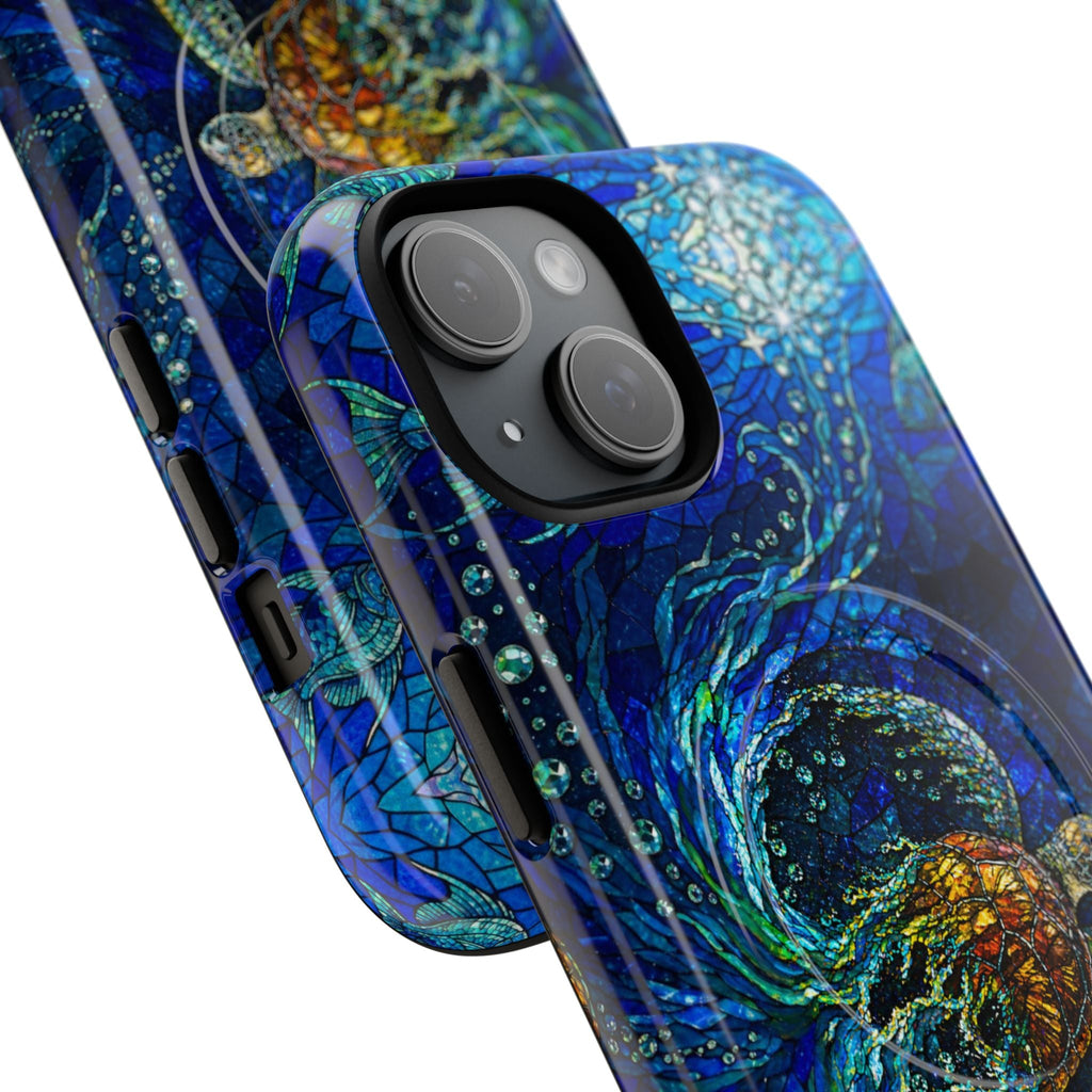 SEA TURTLE OCEAN STAINED GLASS PATTERN MAGNETIC  PHONE CASE  - TLTW2804263
