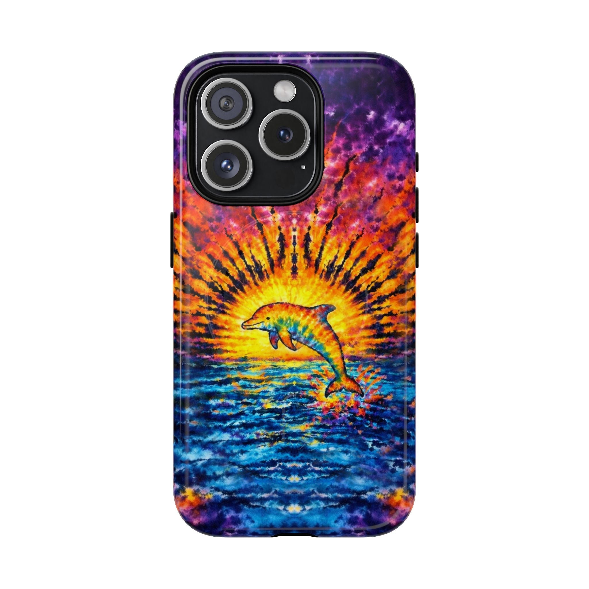 DOLPHIN SUNSET WATERCOLOR PATTERN MAGNETIC PHONE CASE  - TLHN2104264