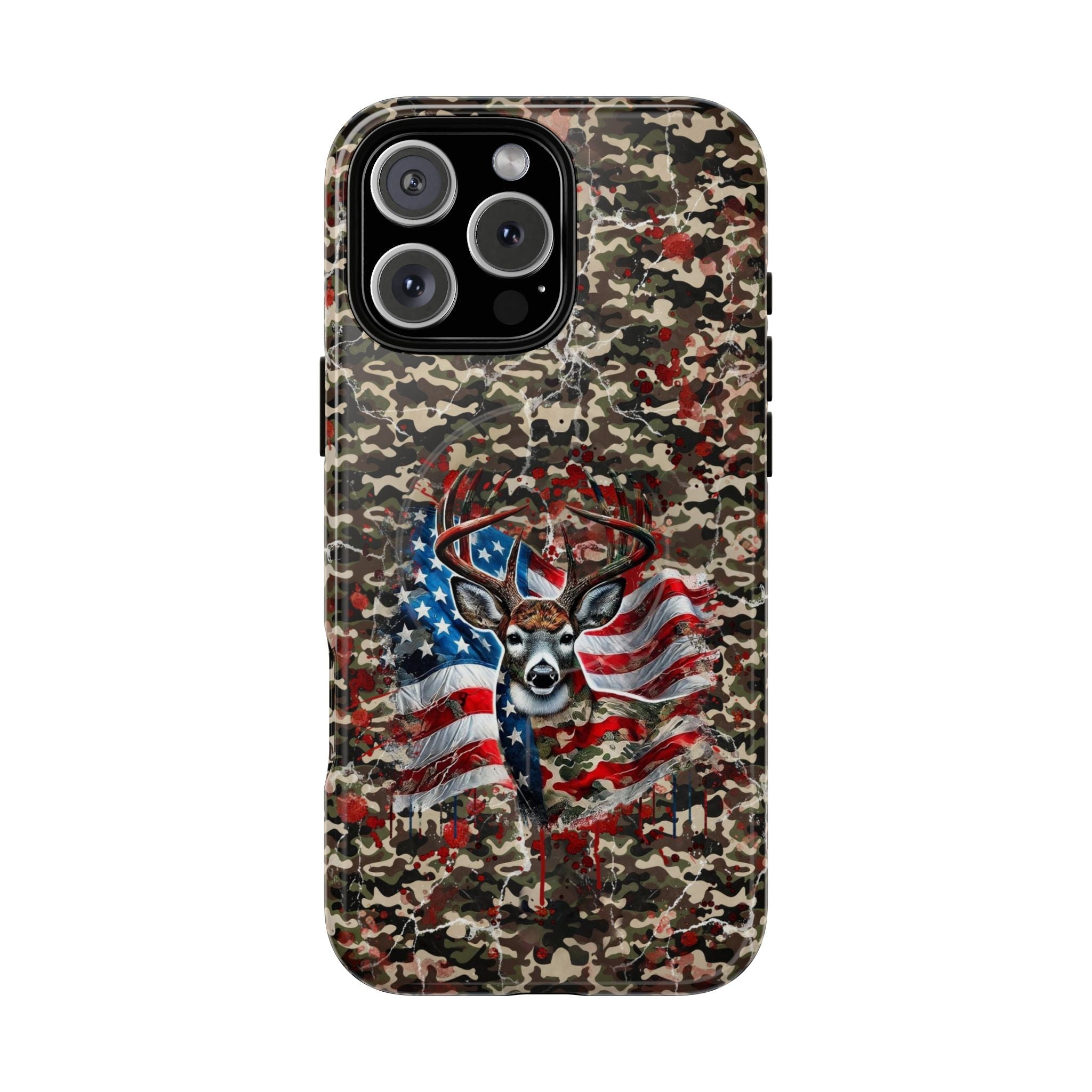 STARS AND STRIPES DEER HUNTING MAGNETIC PHONE CASE - TLHG1905264