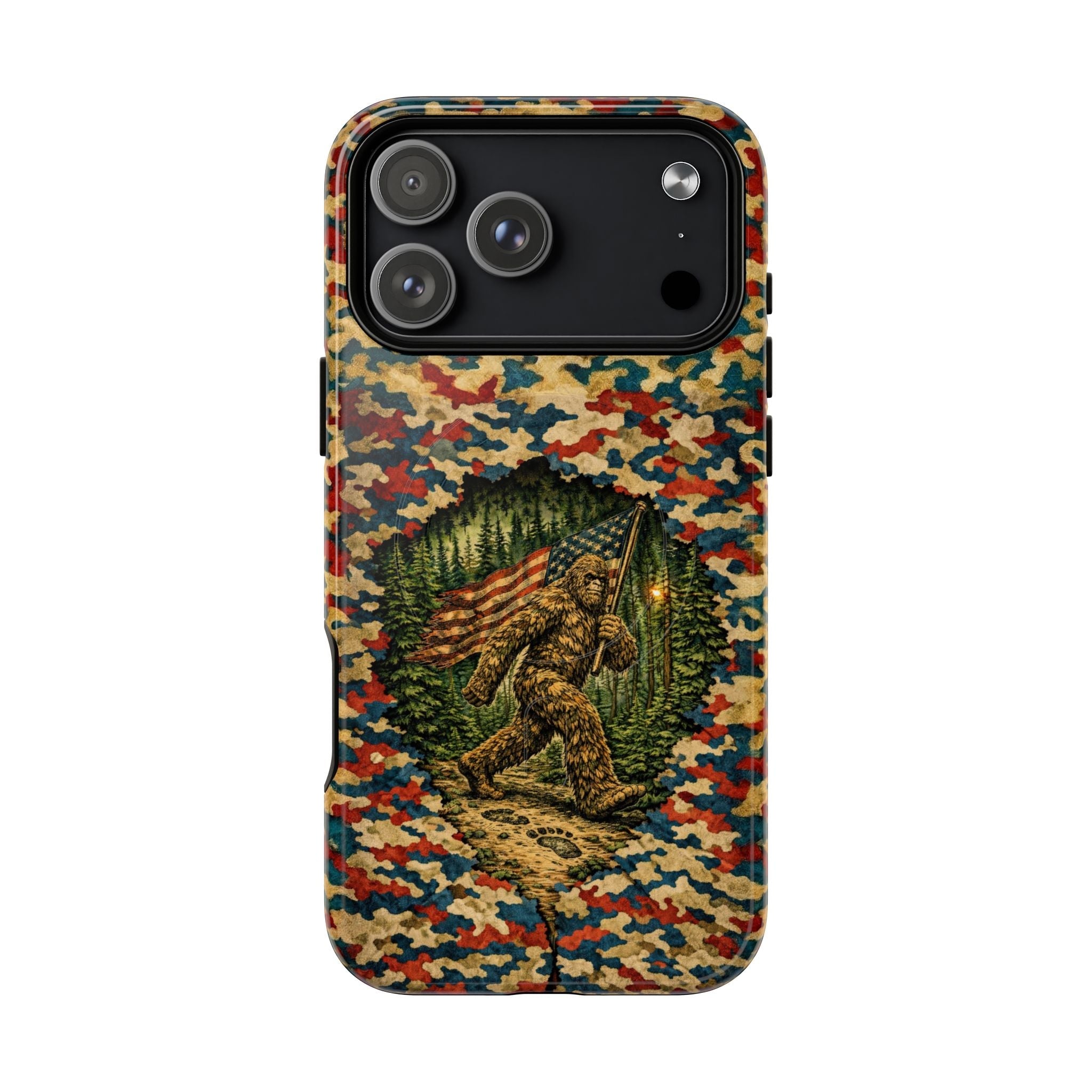 BIGFOOT WITH FLAG CAMOUFLAGE MAGNETIC PHONE CASE  - TLNT1305261