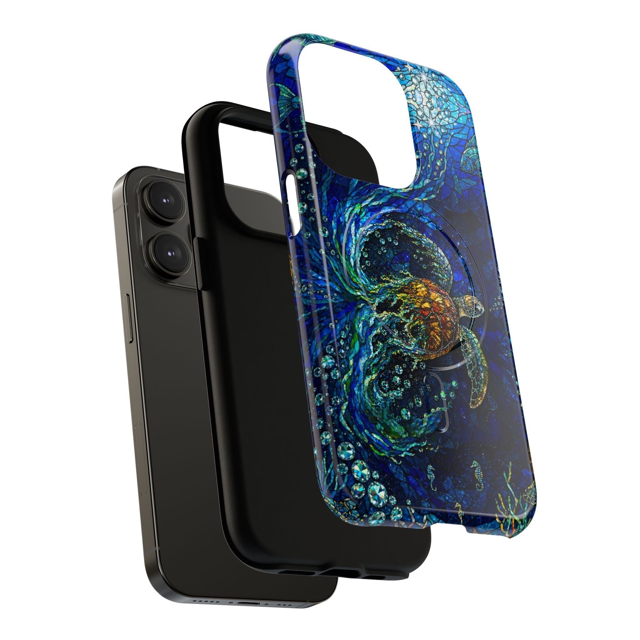 SEA TURTLE OCEAN STAINED GLASS PATTERN MAGNETIC  PHONE CASE  - TLTW2804263