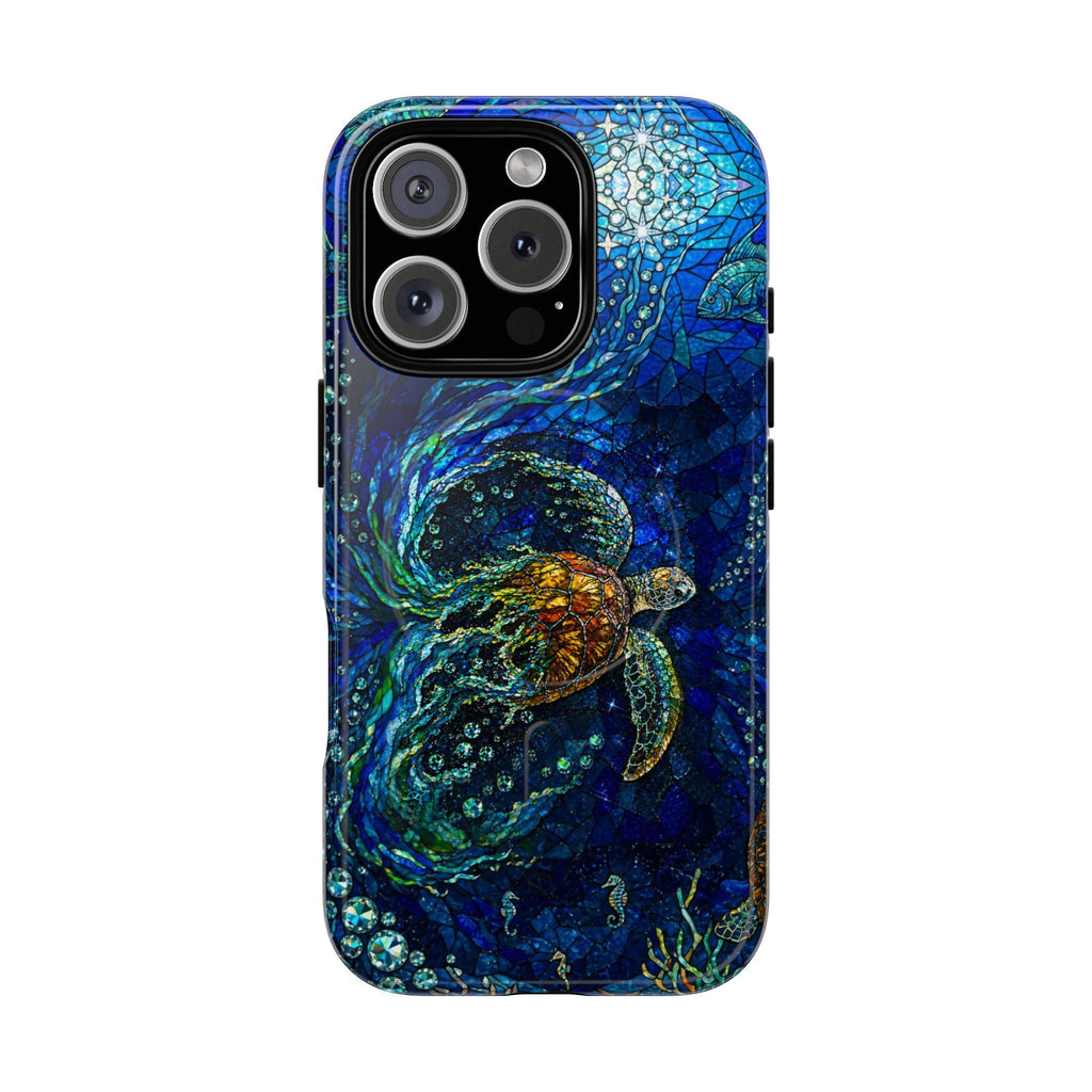 SEA TURTLE OCEAN STAINED GLASS PATTERN MAGNETIC  PHONE CASE  - TLTW2804263