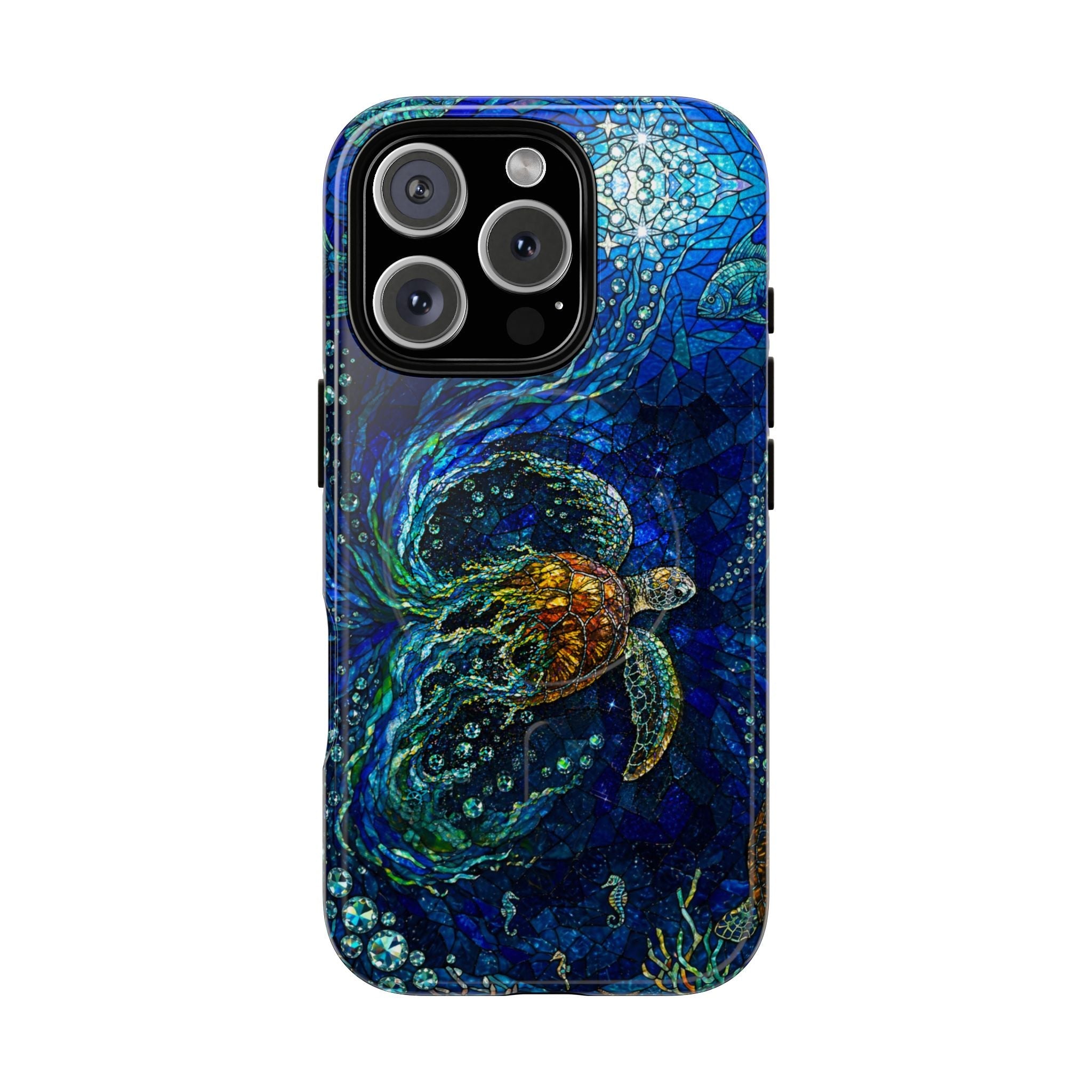 SEA TURTLE OCEAN STAINED GLASS PATTERN MAGNETIC  PHONE CASE  - TLTW2804263