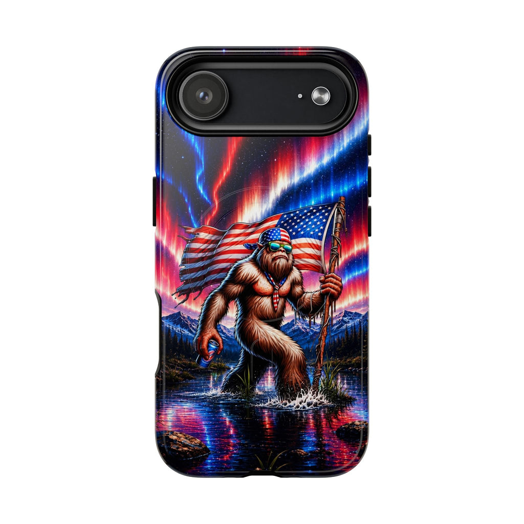 BIGFOOT UNDER RED WHITE & BLUE AURORA MAGNETIC PHONE CASE   - TLHN0306264