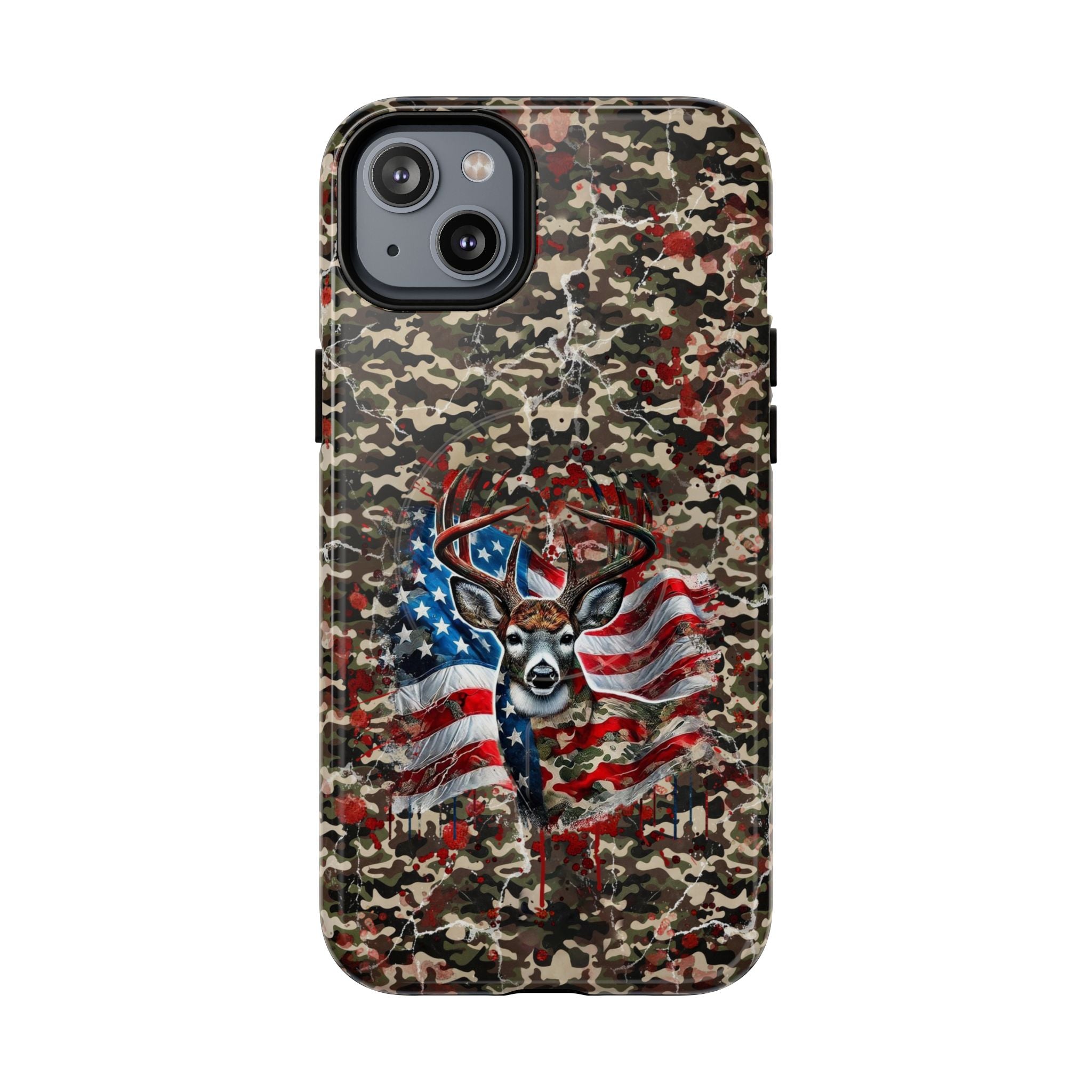 STARS AND STRIPES DEER HUNTING MAGNETIC PHONE CASE - TLHG1905264