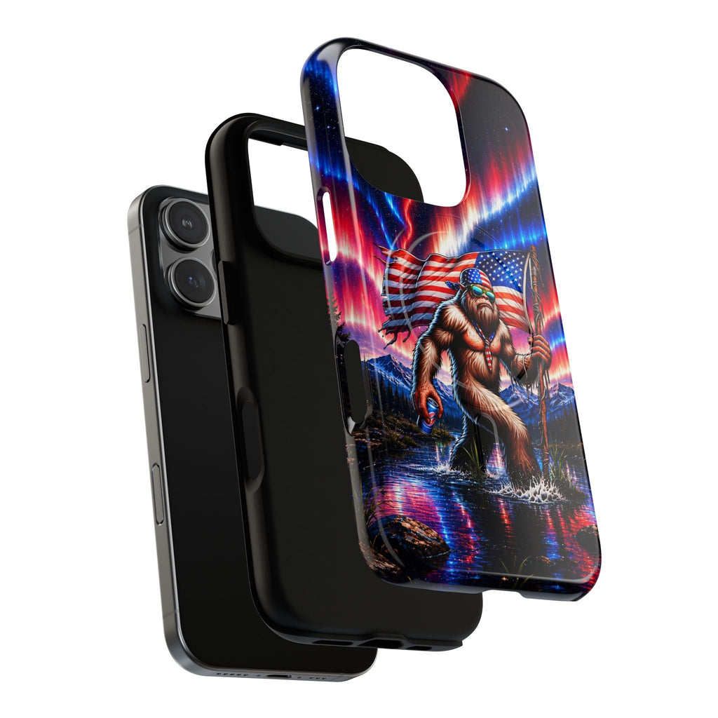 BIGFOOT UNDER RED WHITE & BLUE AURORA MAGNETIC PHONE CASE   - TLHN0306264
