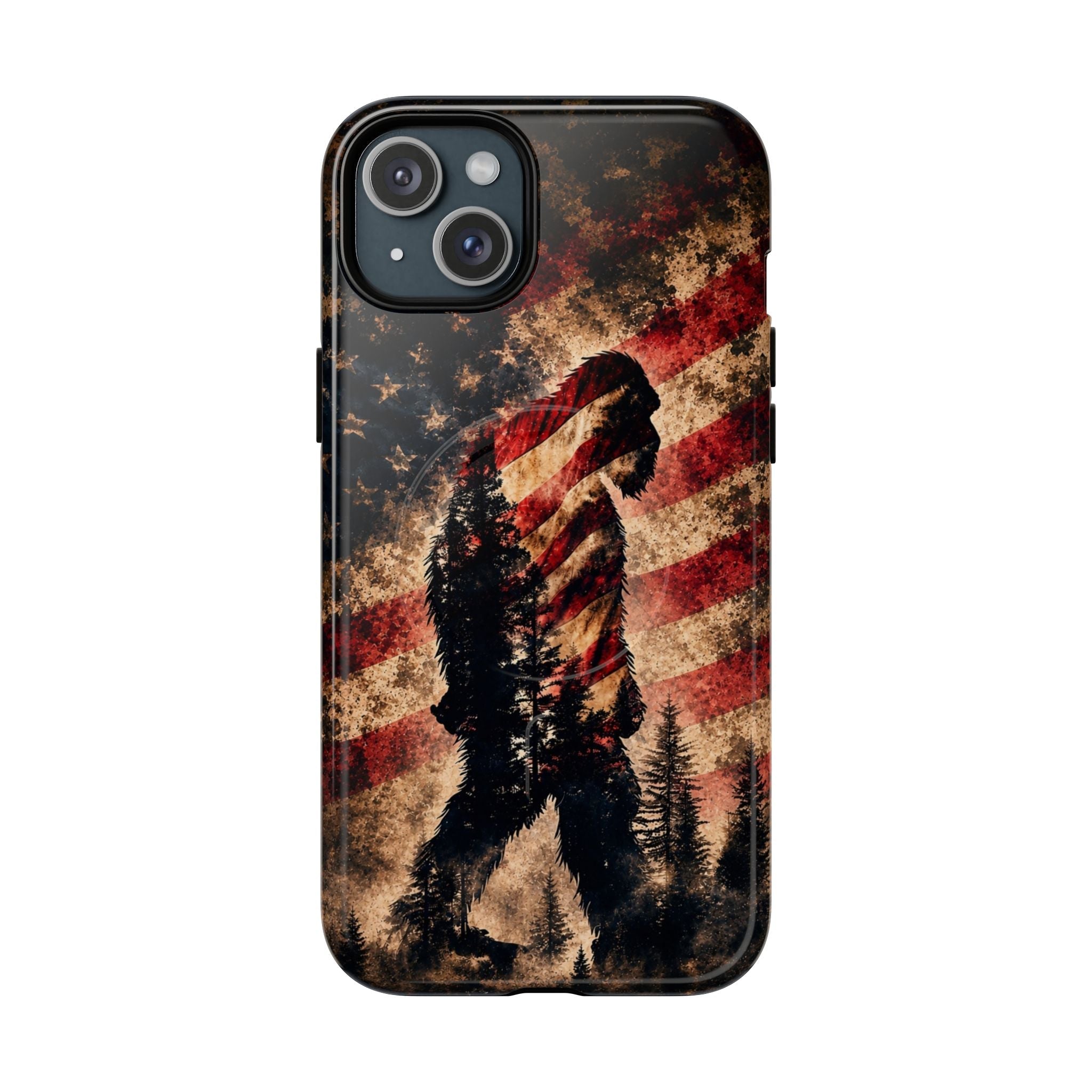 BIGFOOT IN THE FOREST STARS & STRIPES MAGNETIC PHONE CASE  - TLHN2105264
