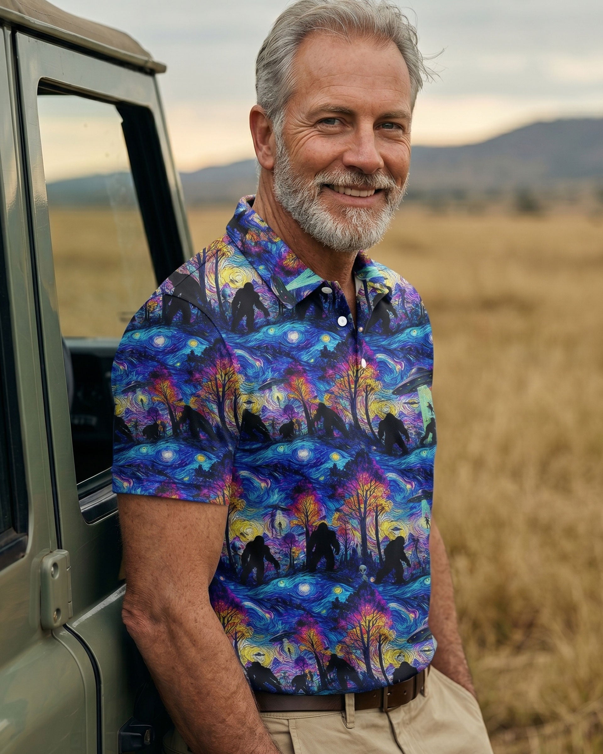 BIGFOOT ALIEN STARRY NIGHT POLO SHIRT   - TLTW0608262