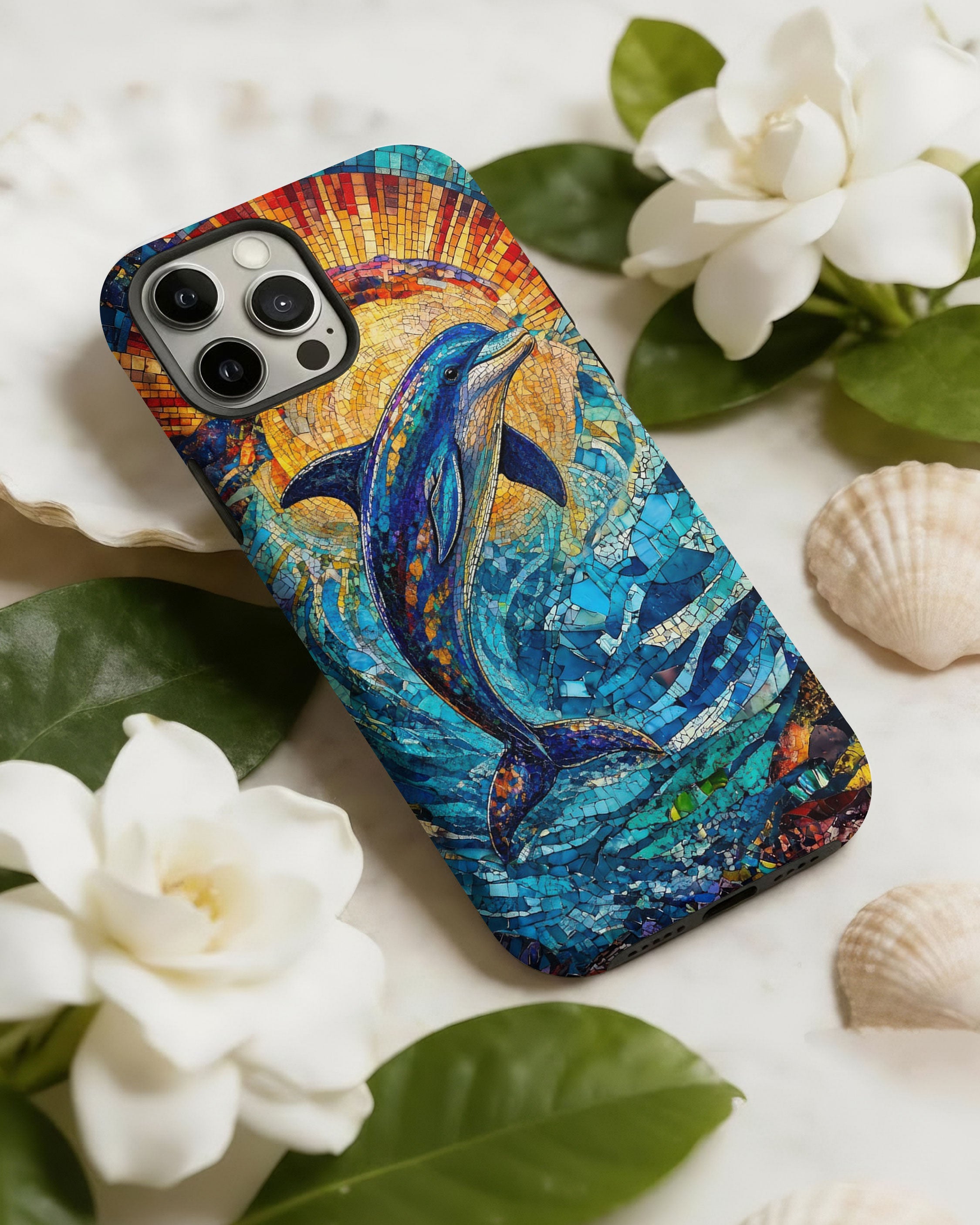 DOLPHIN STAINED GLASS PHONE CASE  - TLTW1305265
