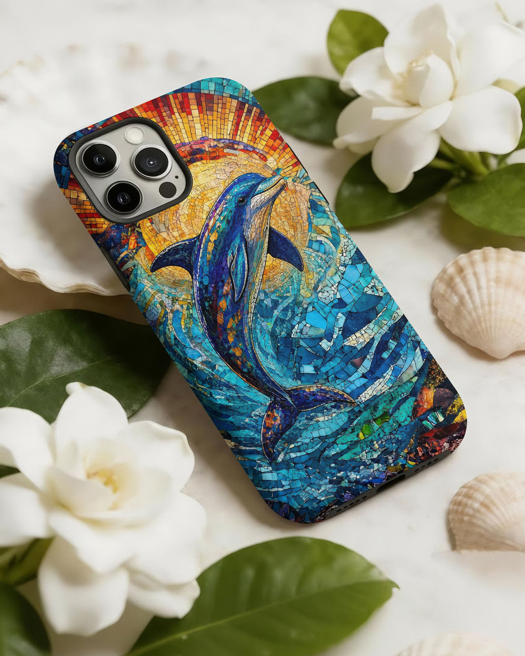 DOLPHIN STAINED GLASS PHONE CASE  - TLTW1305265