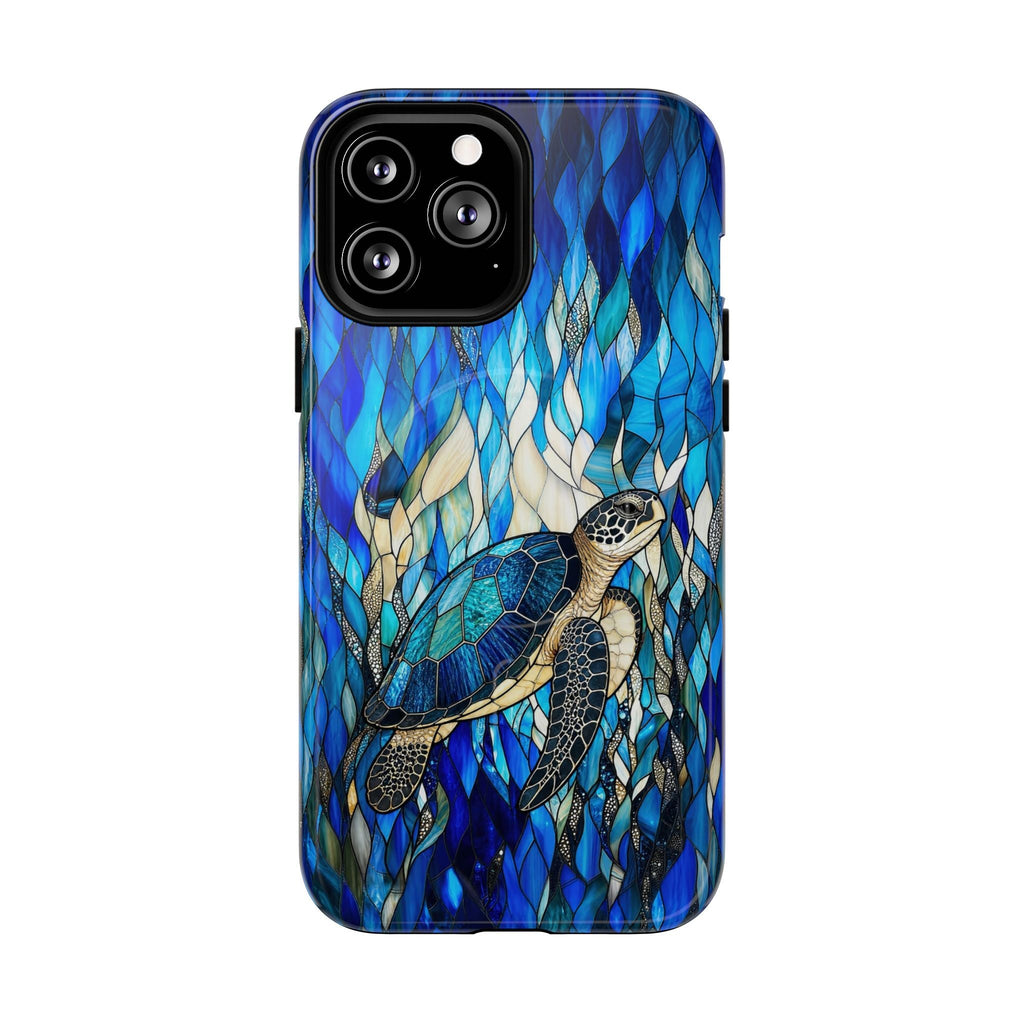 SEA TURTLE SWIMMING STAINED GLASS MAGNETIC PHONE CASE  - TLNT0505261