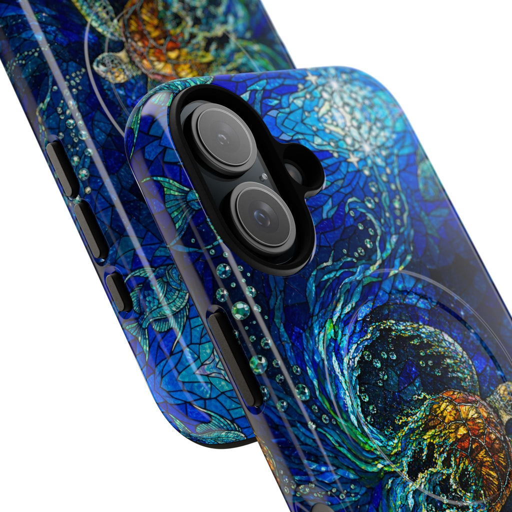 SEA TURTLE OCEAN STAINED GLASS PATTERN MAGNETIC  PHONE CASE  - TLTW2804263