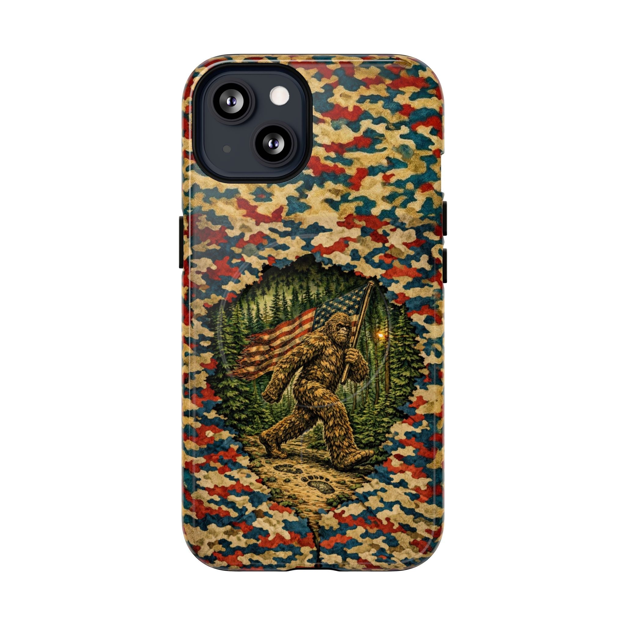 BIGFOOT WITH FLAG CAMOUFLAGE MAGNETIC PHONE CASE  - TLNT1305261