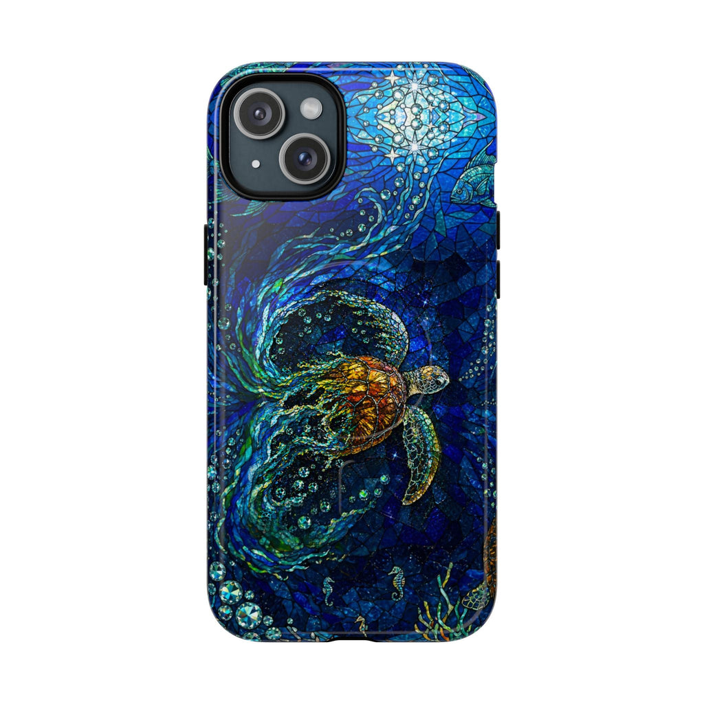 SEA TURTLE OCEAN STAINED GLASS PATTERN MAGNETIC  PHONE CASE  - TLTW2804263