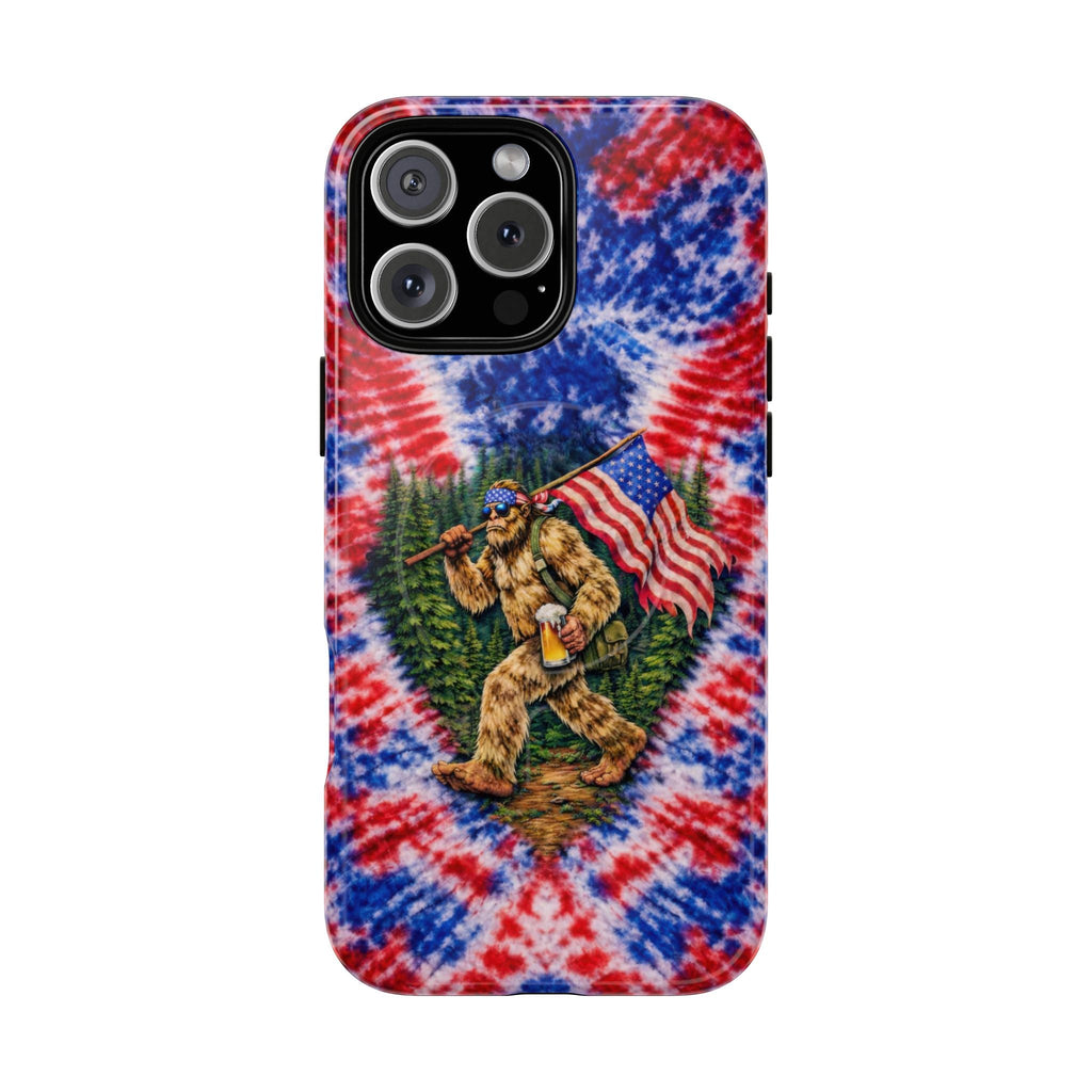 BIGFOOT WITH FLAG RED WHITE & BLUE SWIRL MAGNETIC PHONE CASE  - TLTW2605263