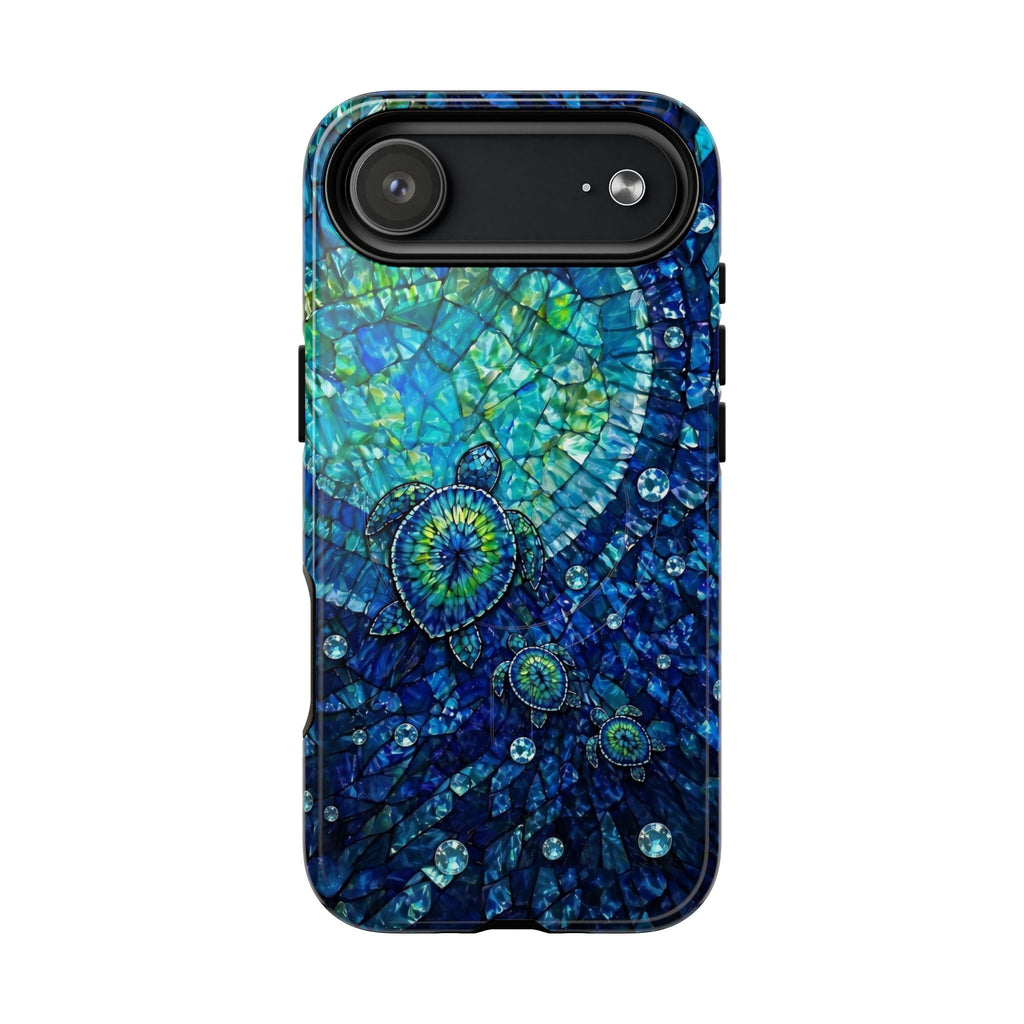 SEA TURTLE BLUE OCEAN STAINED GLASS PATTERN MAGNETIC PHONE CASE  - TLNO2904265