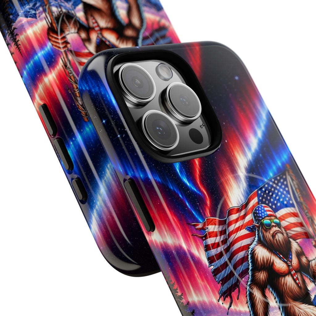 BIGFOOT UNDER RED WHITE & BLUE AURORA MAGNETIC PHONE CASE   - TLHN0306264