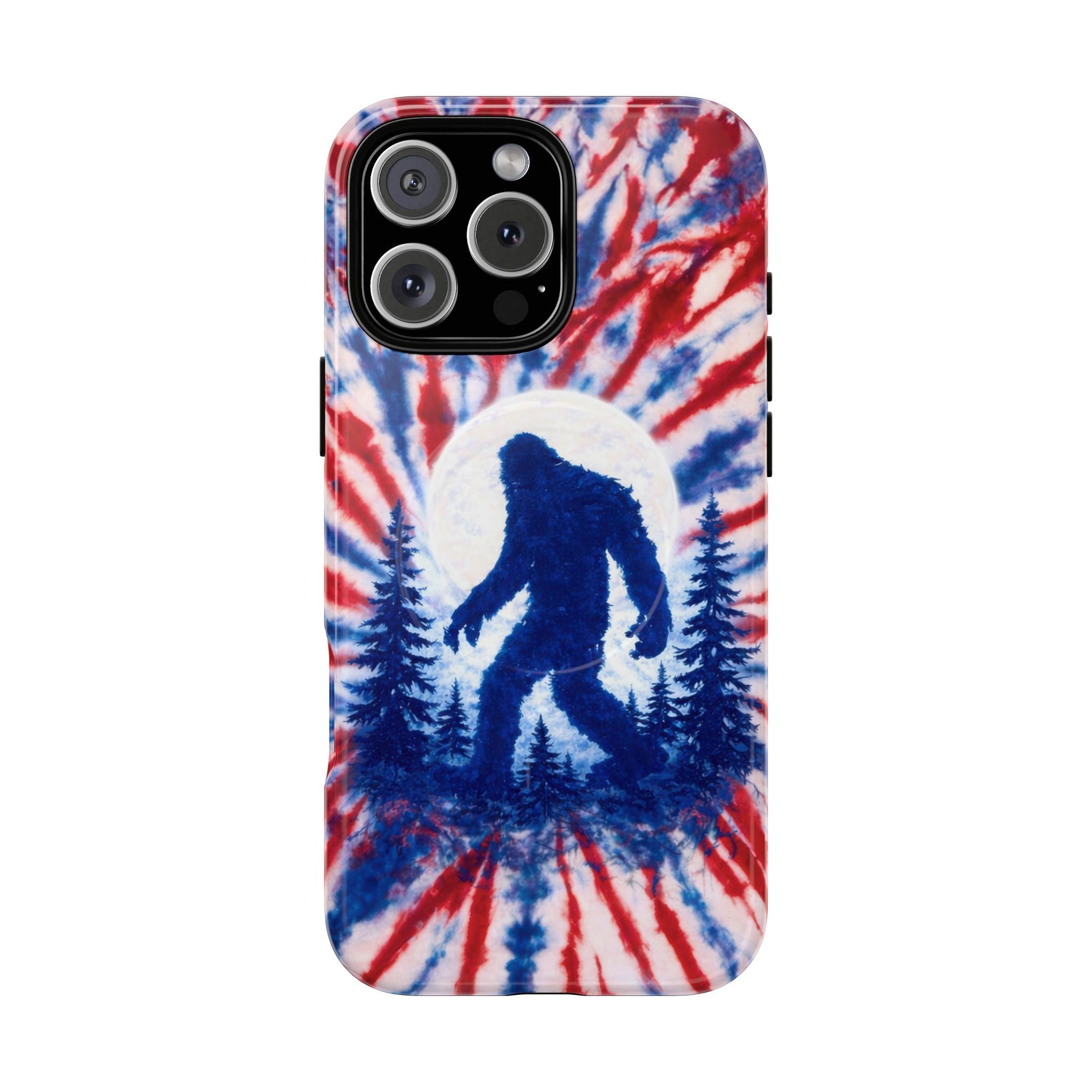BIGFOOT IN THE FOREST RED WHITE & BLUE SWIRL MAGNETIC PHONE CASE  - TLTW2505263