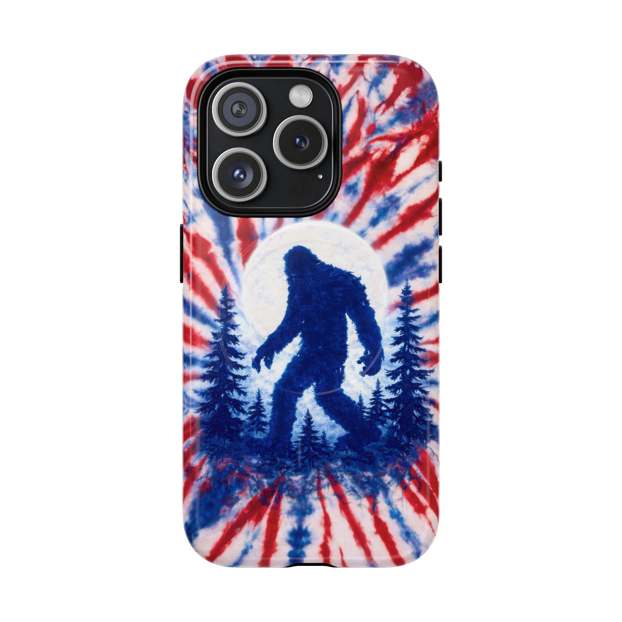 BIGFOOT IN THE FOREST RED WHITE & BLUE SWIRL MAGNETIC PHONE CASE  - TLTW2505263