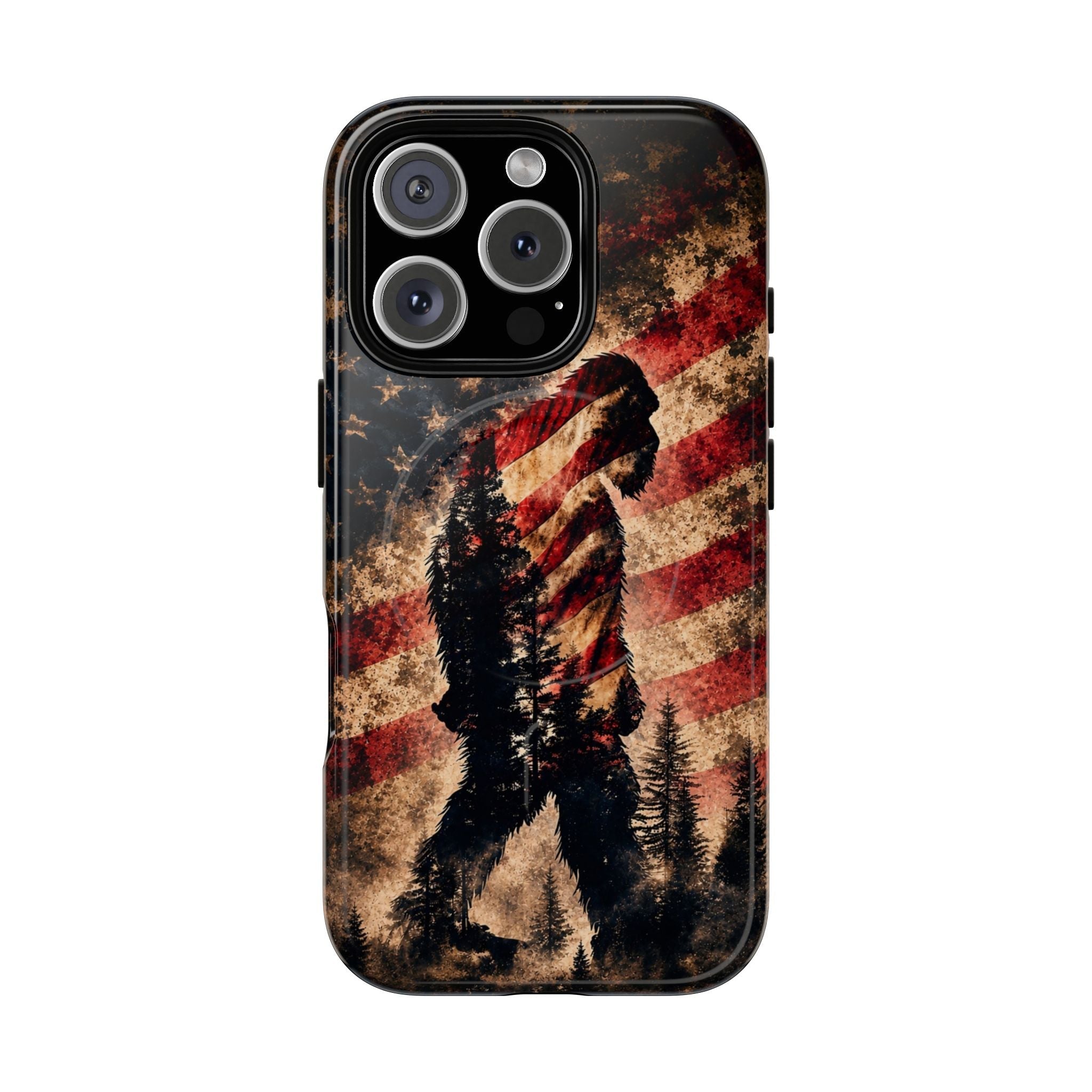 BIGFOOT IN THE FOREST STARS & STRIPES MAGNETIC PHONE CASE  - TLHN2105264