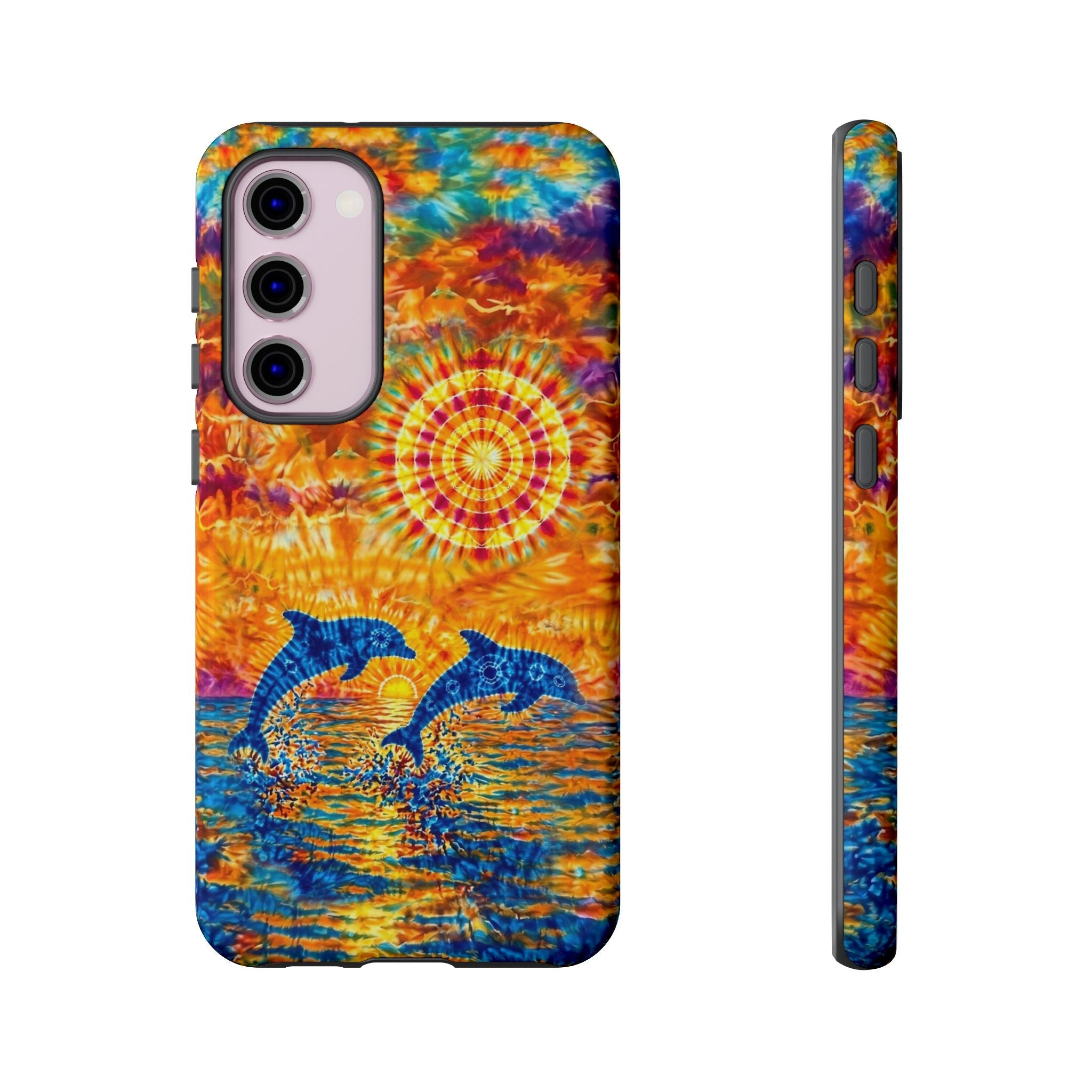TWO DOLPHINS SUNSET WATERCOLOR PATTERN  PHONE CASE   - TLHN1205264