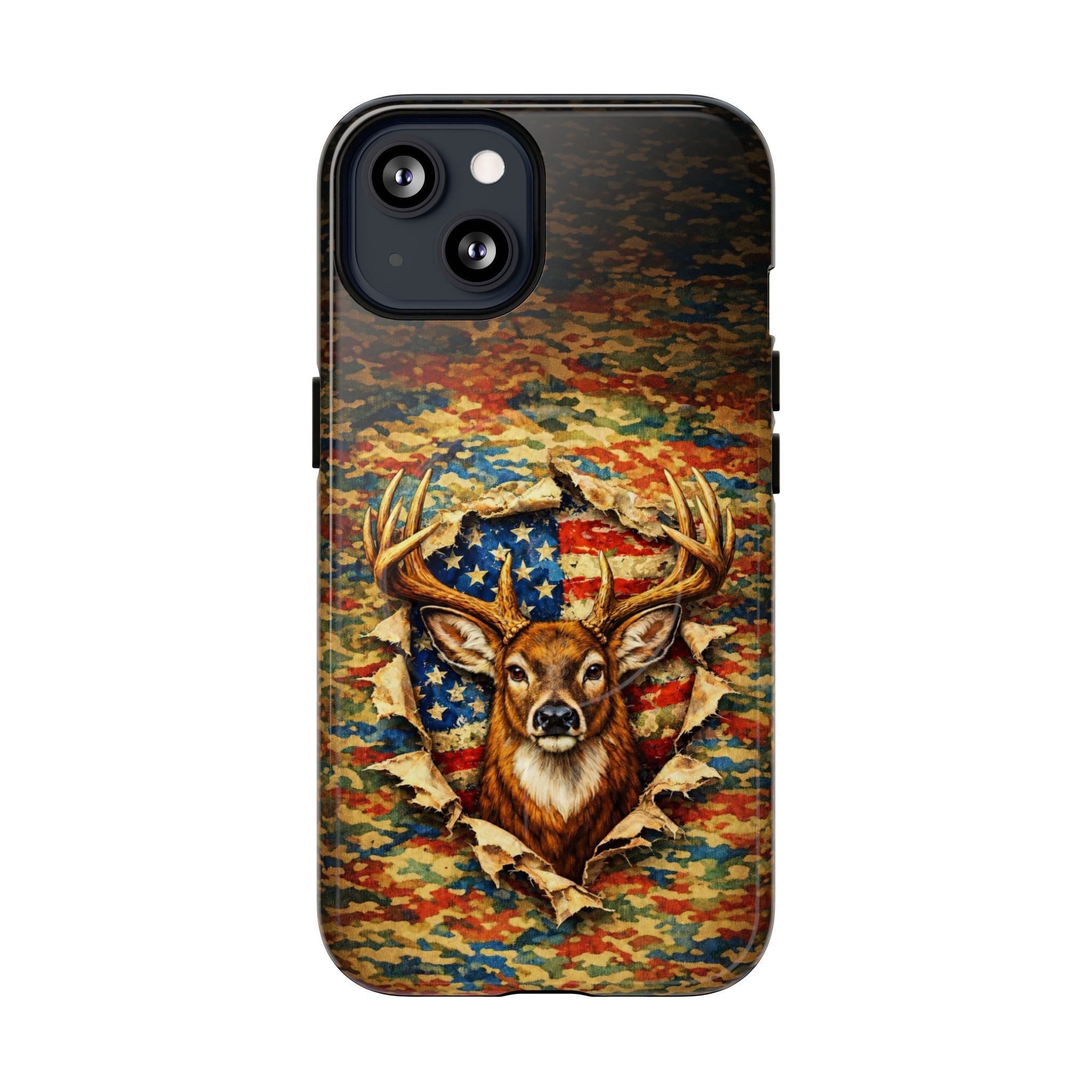 HUNTING DEER CAMOUFLAGE STARS AND STRIPES MAGNETIC PHONE CASE  - TLNT0405261
