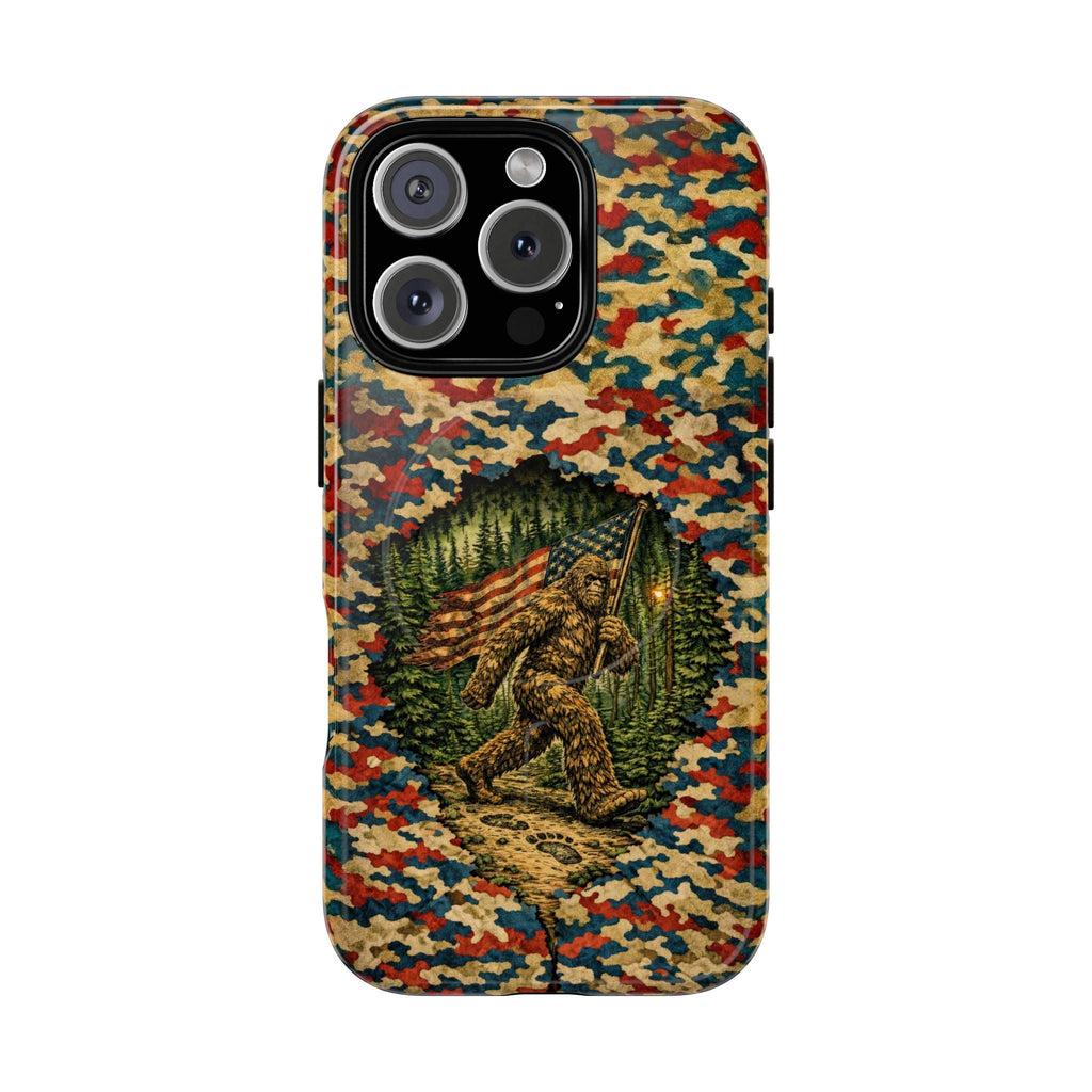 BIGFOOT WITH FLAG CAMOUFLAGE MAGNETIC PHONE CASE  - TLNT1305261
