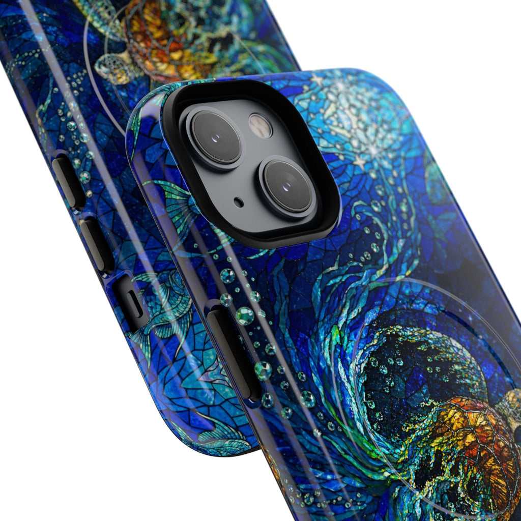 SEA TURTLE OCEAN STAINED GLASS PATTERN MAGNETIC  PHONE CASE  - TLTW2804263