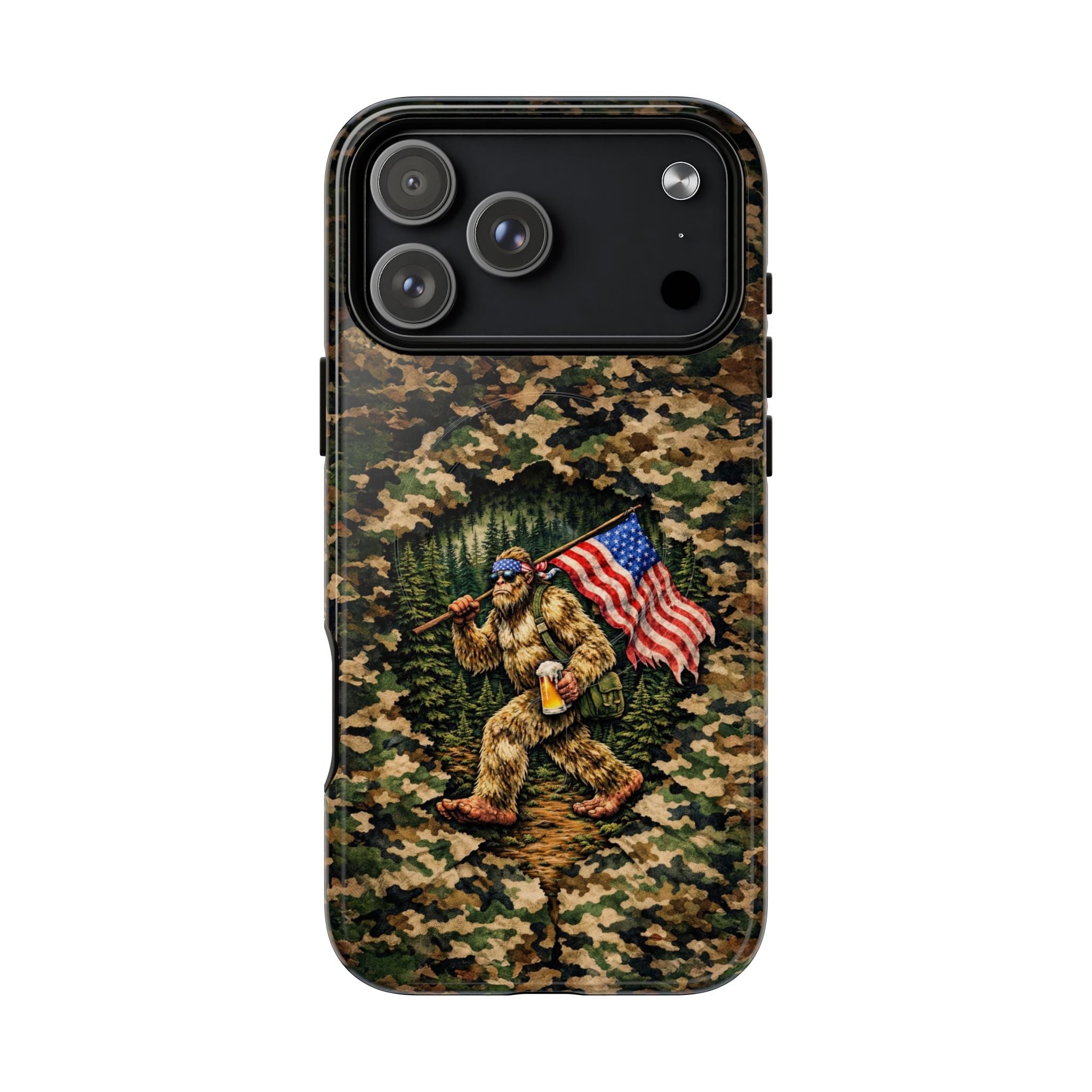 BIGFOOT WITH FLAG CAMOUFLAGE MAGNETIC PHONE CASE - TLNT2004261