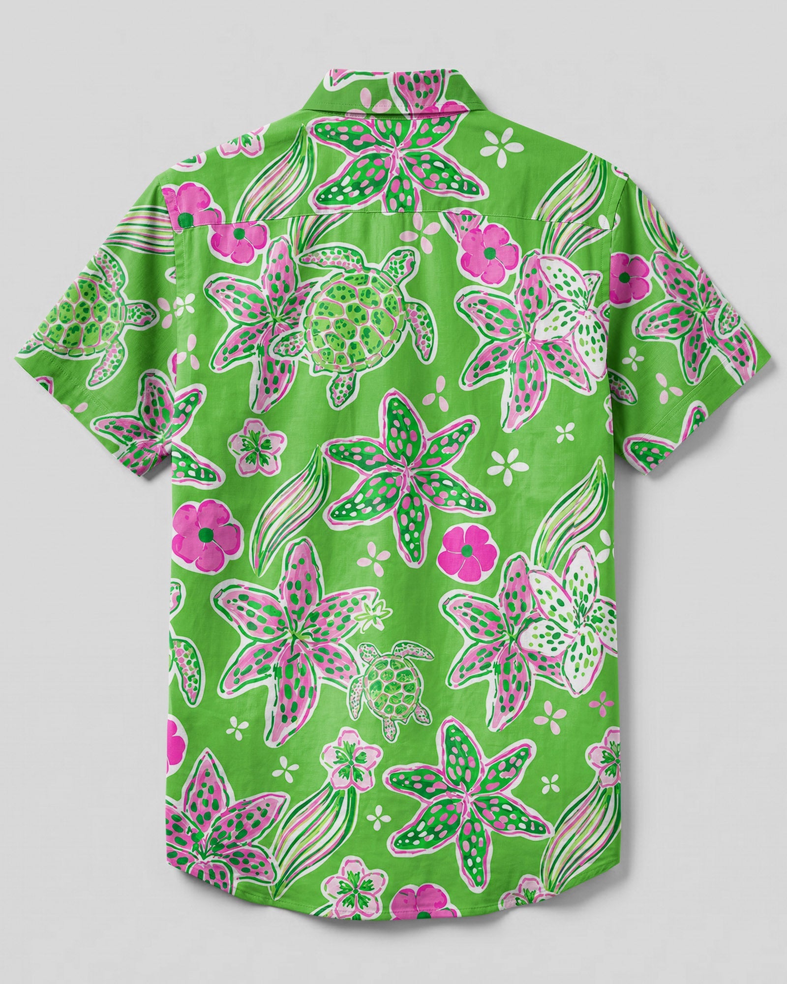 TURTLE LILIES  PATTERN BUTTON-DOWN COLLAR  SHIRT - TLHN1906261