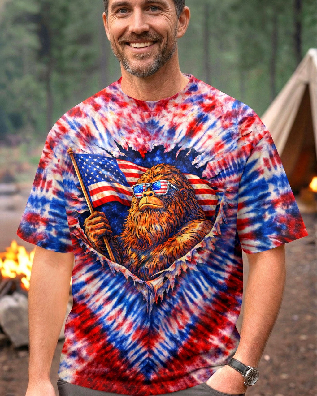 BIGFOOT RED WHITE & BLUE SWIRL ALL OVER PRINT  - TLHN0204262