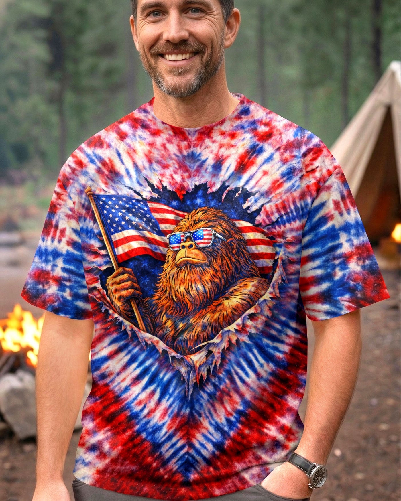 BIGFOOT RED WHITE & BLUE SWIRL ALL OVER PRINT  - TLHN0204262
