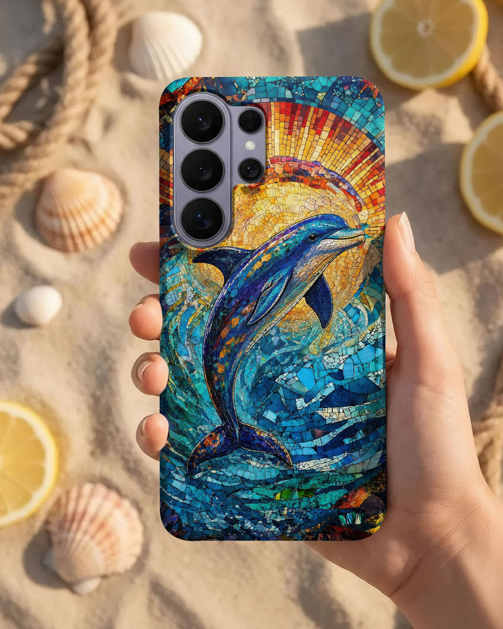 DOLPHIN STAINED GLASS PHONE CASE  - TLTW1305265