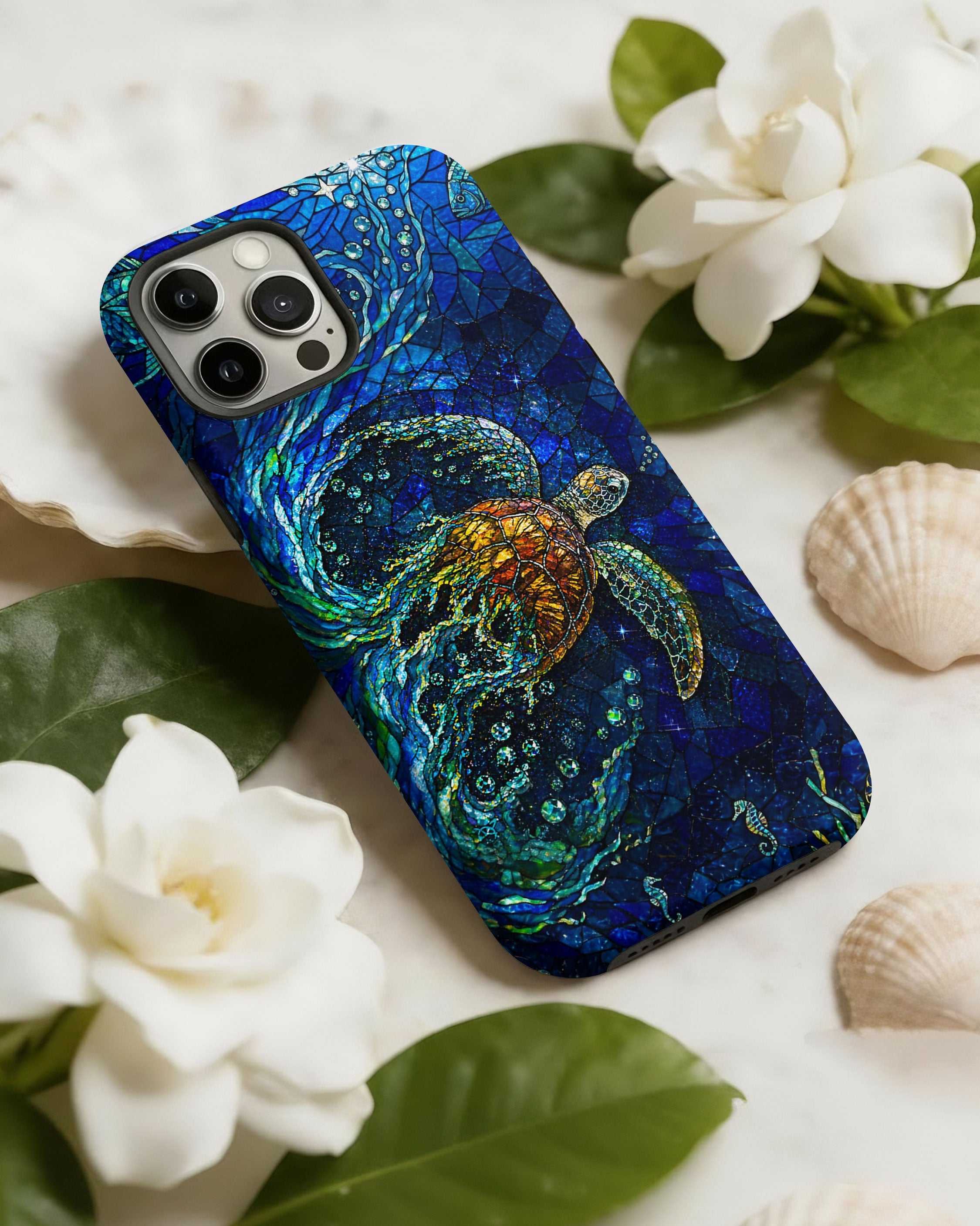 SEA TURTLE OCEAN STAINED GLASS PATTERN  PHONE CASE  - TLTW2804263