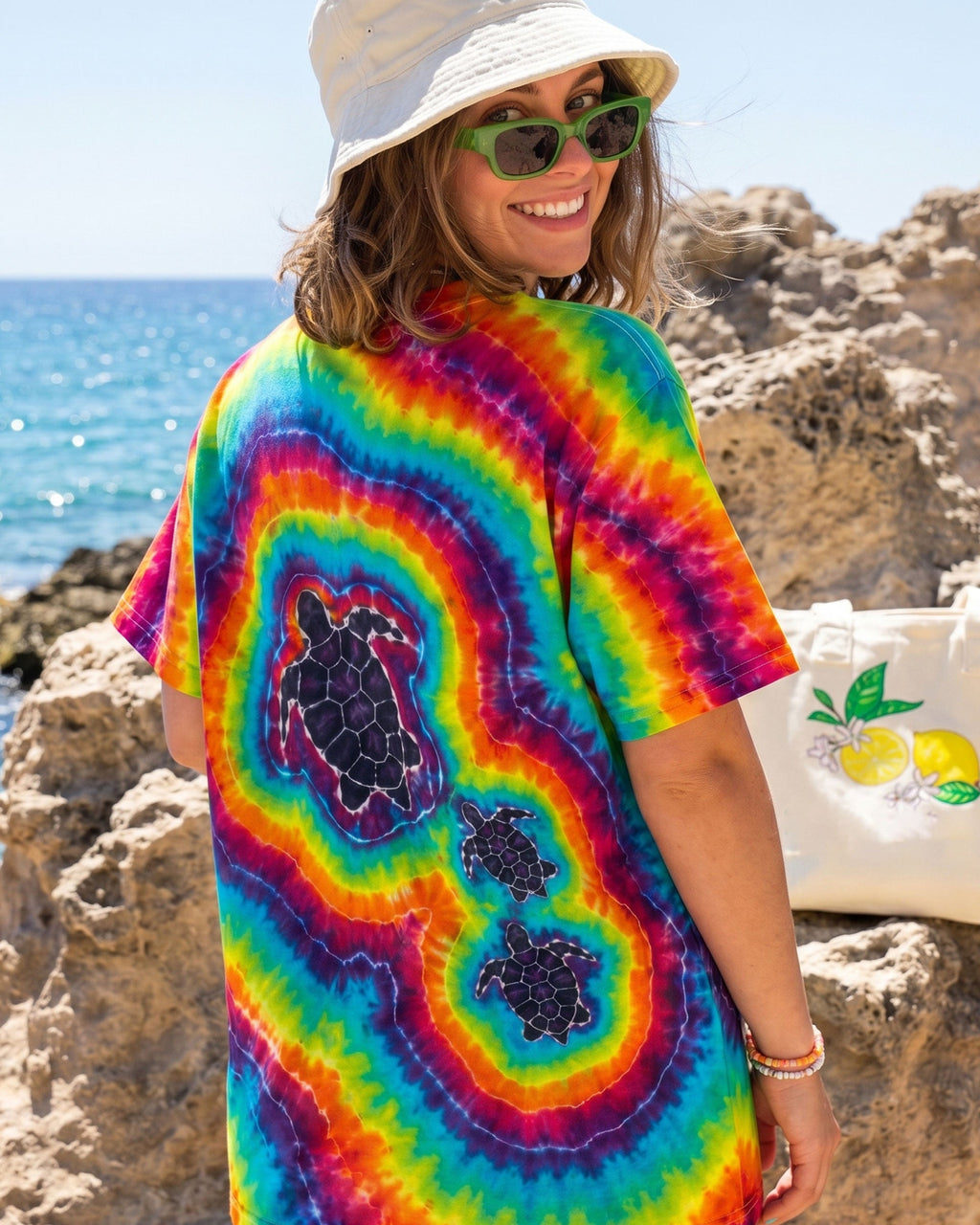 THREE SEA TURTLES COLORFUL SWIRL  ALL OVER PRINT  - TLTW1906263