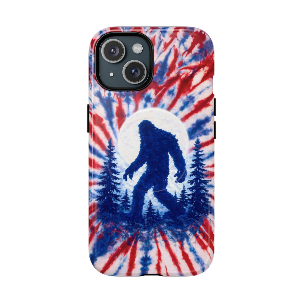 BIGFOOT IN THE FOREST RED WHITE & BLUE SWIRL MAGNETIC PHONE CASE  - TLTW2505263