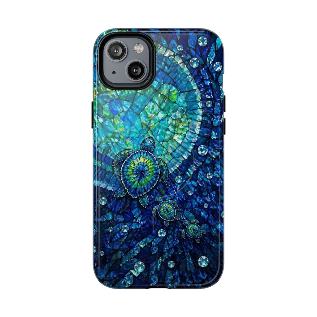 SEA TURTLE BLUE OCEAN STAINED GLASS PATTERN MAGNETIC PHONE CASE  - TLNO2904265