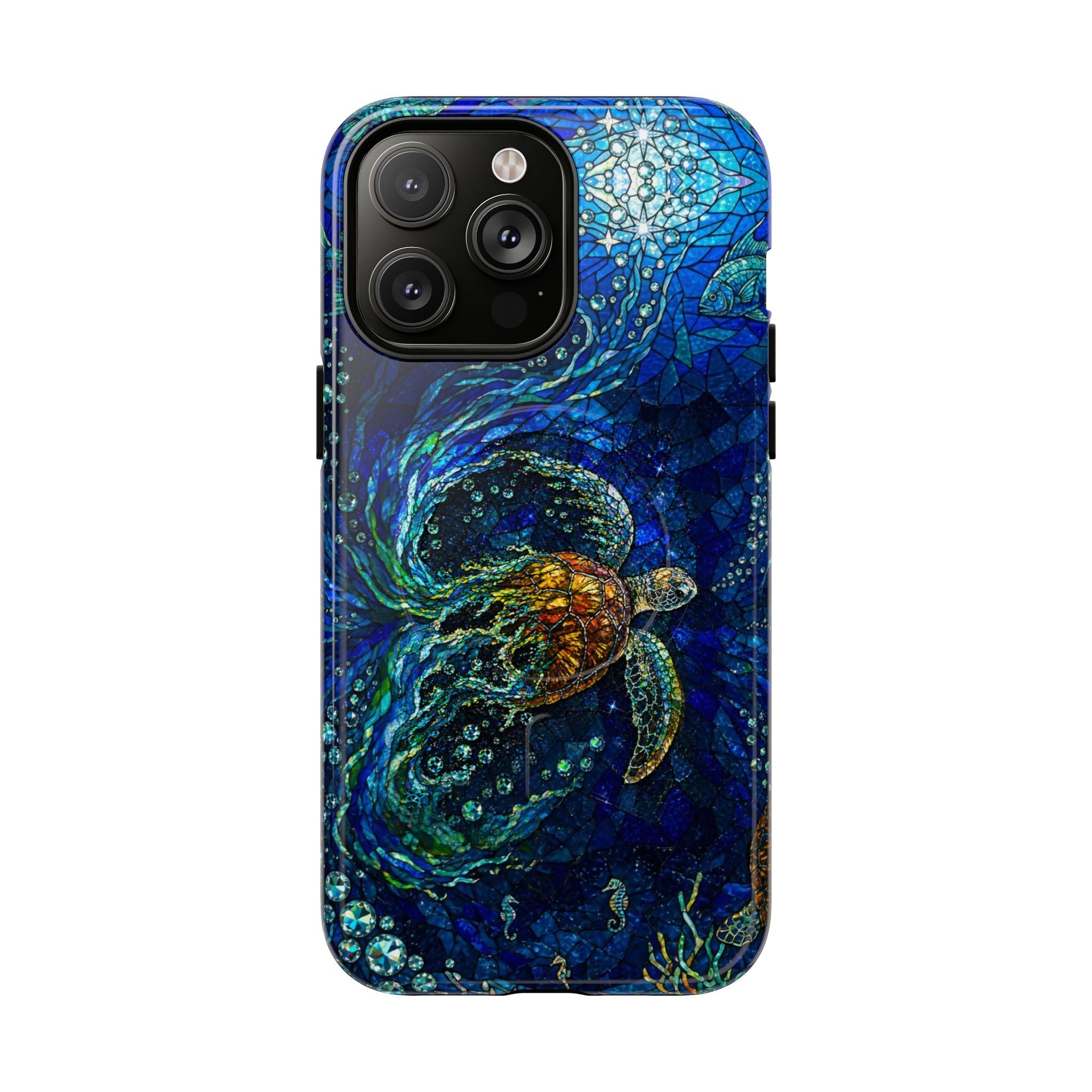 SEA TURTLE OCEAN STAINED GLASS PATTERN MAGNETIC  PHONE CASE  - TLTW2804263