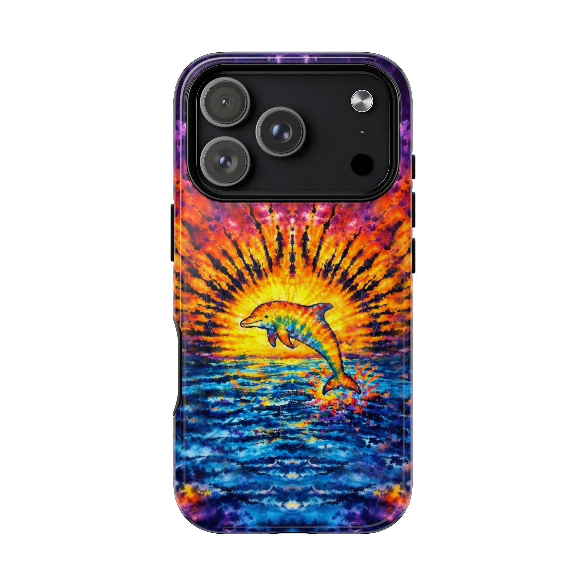 DOLPHIN SUNSET WATERCOLOR PATTERN MAGNETIC PHONE CASE  - TLHN2104264