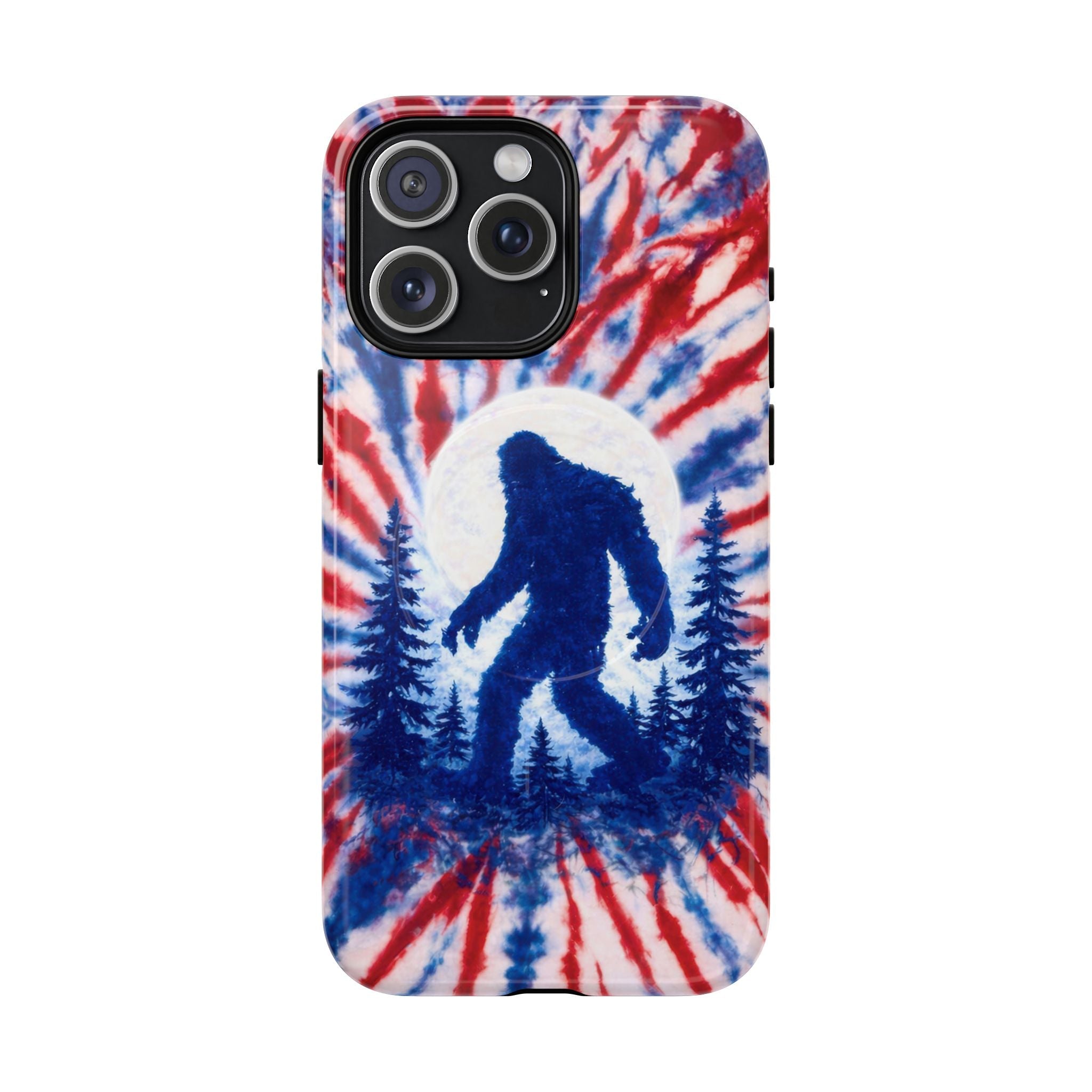 BIGFOOT IN THE FOREST RED WHITE & BLUE SWIRL MAGNETIC PHONE CASE  - TLTW2505263