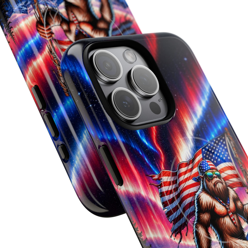 BIGFOOT UNDER RED WHITE & BLUE AURORA MAGNETIC PHONE CASE   - TLHN0306264