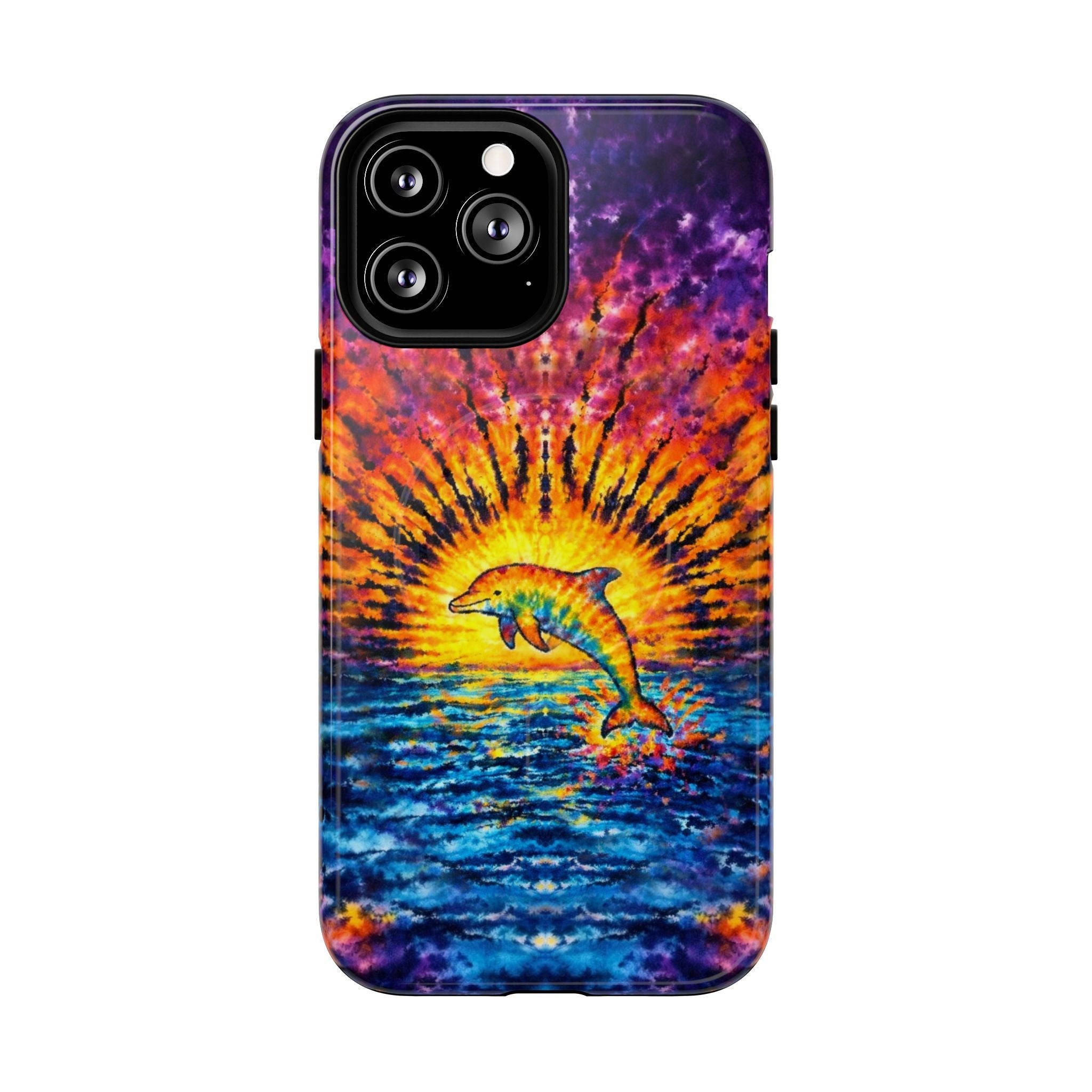 DOLPHIN SUNSET WATERCOLOR PATTERN MAGNETIC PHONE CASE  - TLHN2104264