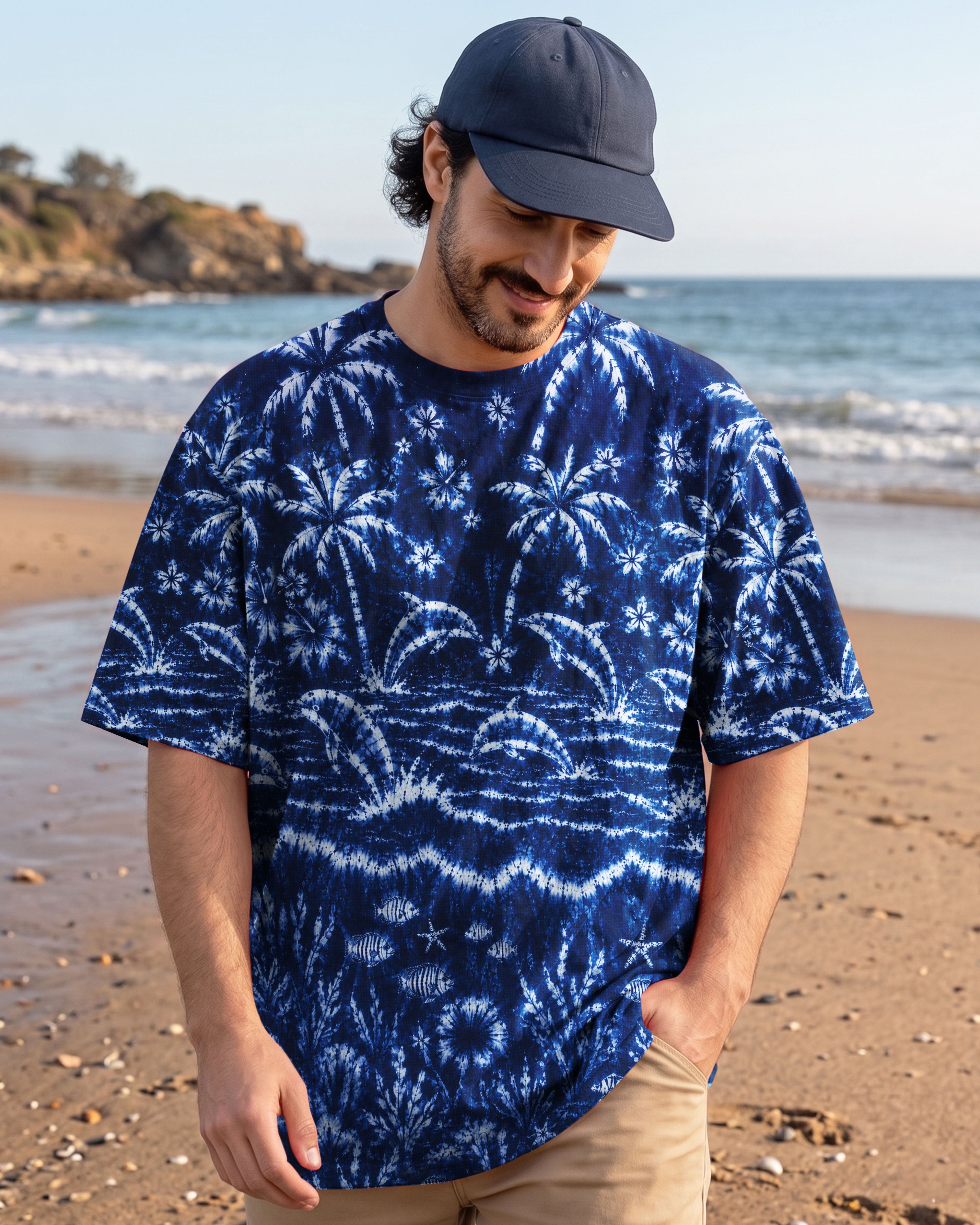 DOLPHIN JUMPING OCEAN ALL OVER PRINT  - TLNO0107263