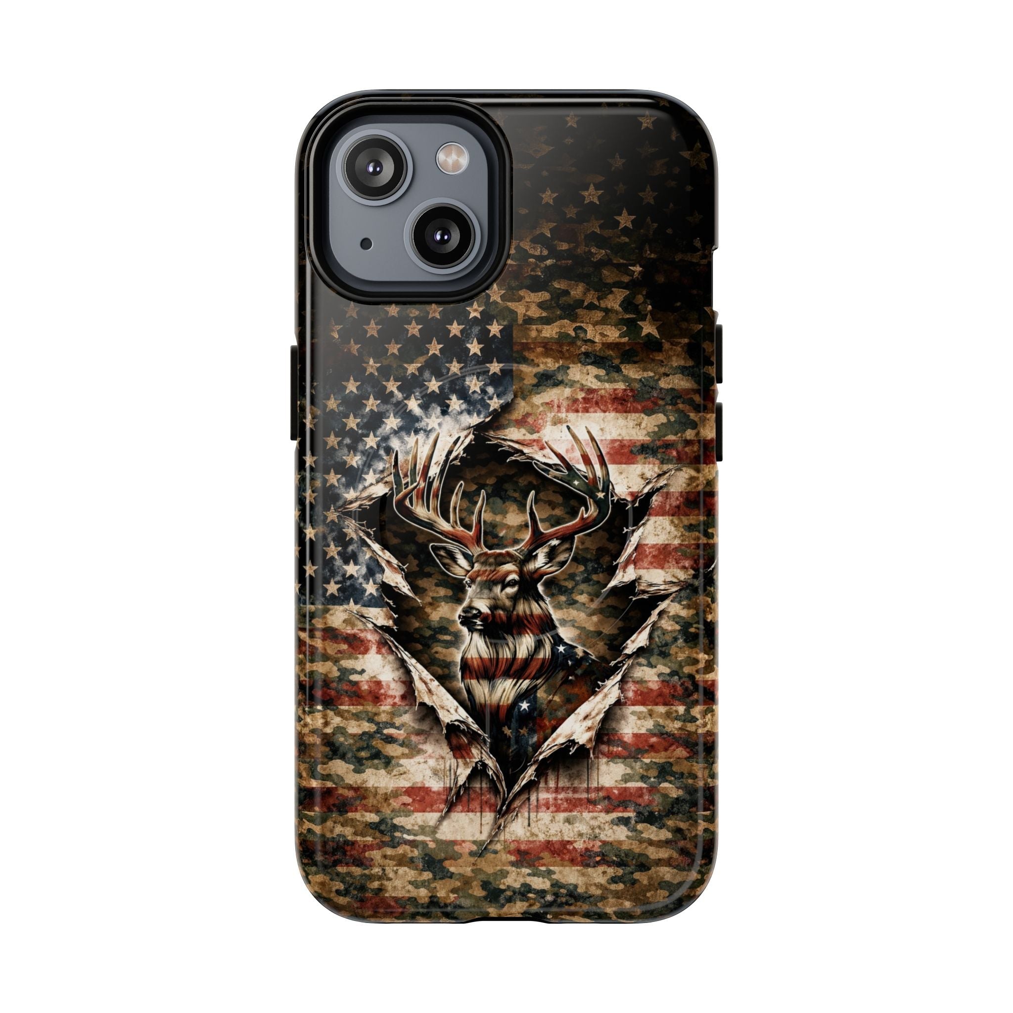 GRUNGE STARS AND STRIPES DEER HUNTING MAGNETIC  PHONE CASE  - TLNT0605262
