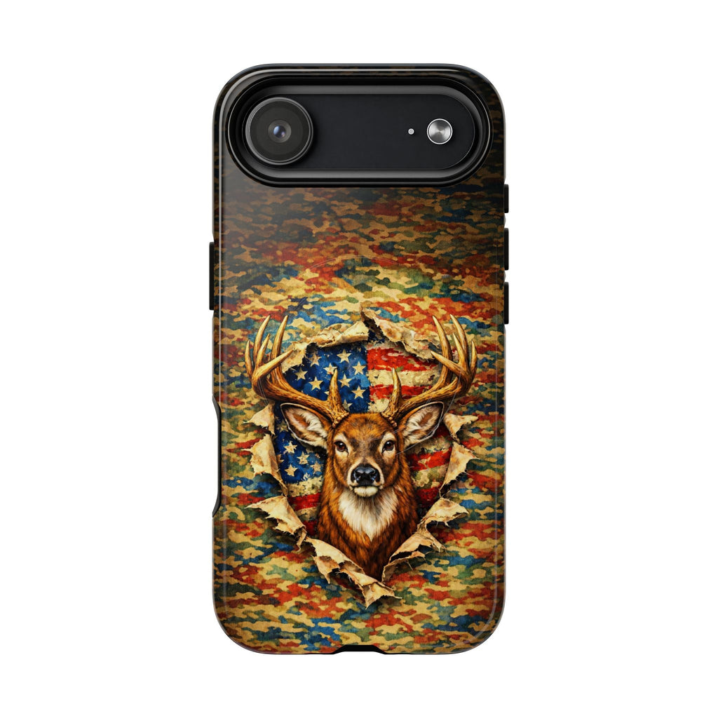 HUNTING DEER CAMOUFLAGE STARS AND STRIPES MAGNETIC PHONE CASE  - TLNT0405261